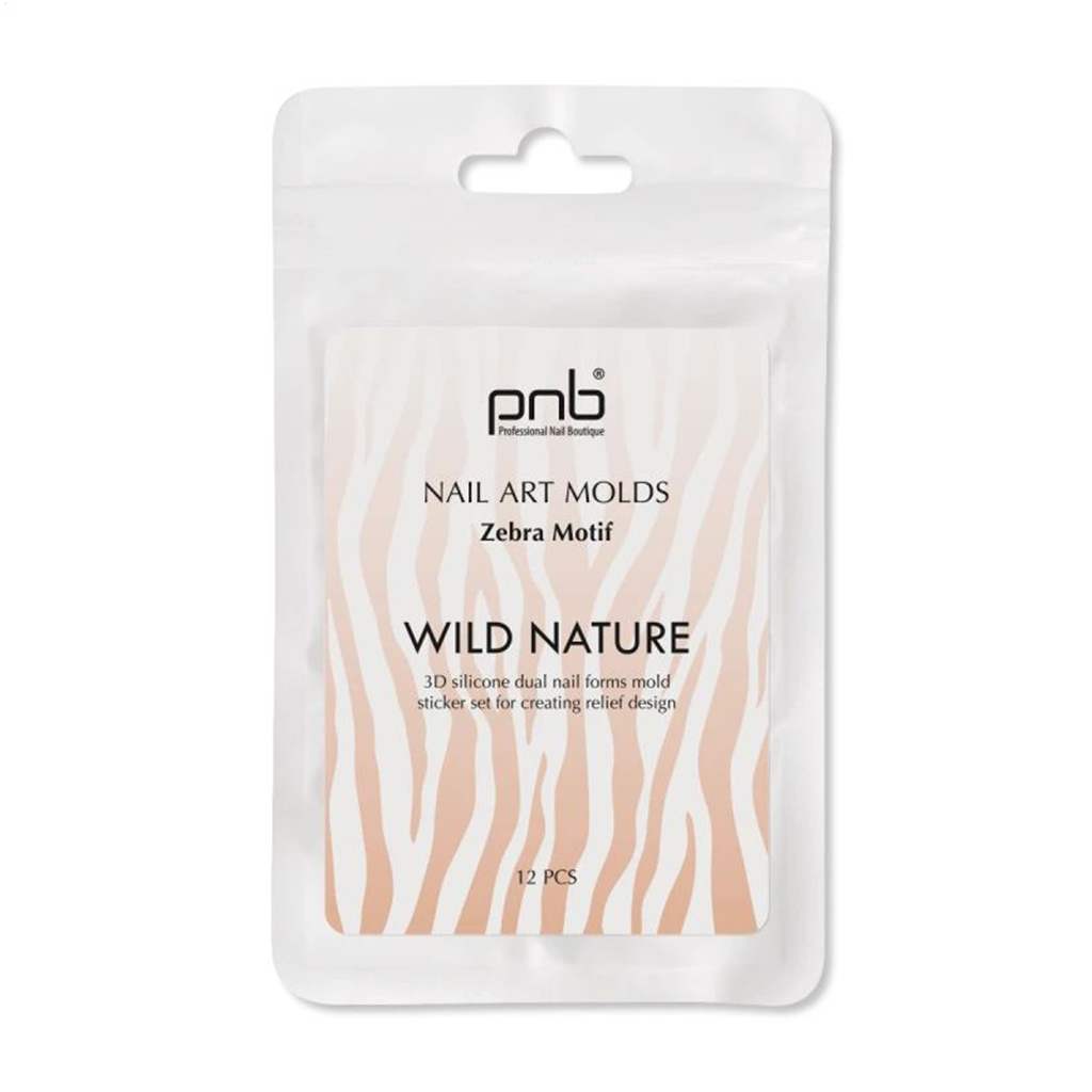 Силіконові молди для верхніх форм PNB Wild Nature Nail Art Molds Zebra Motif, 12 шт
