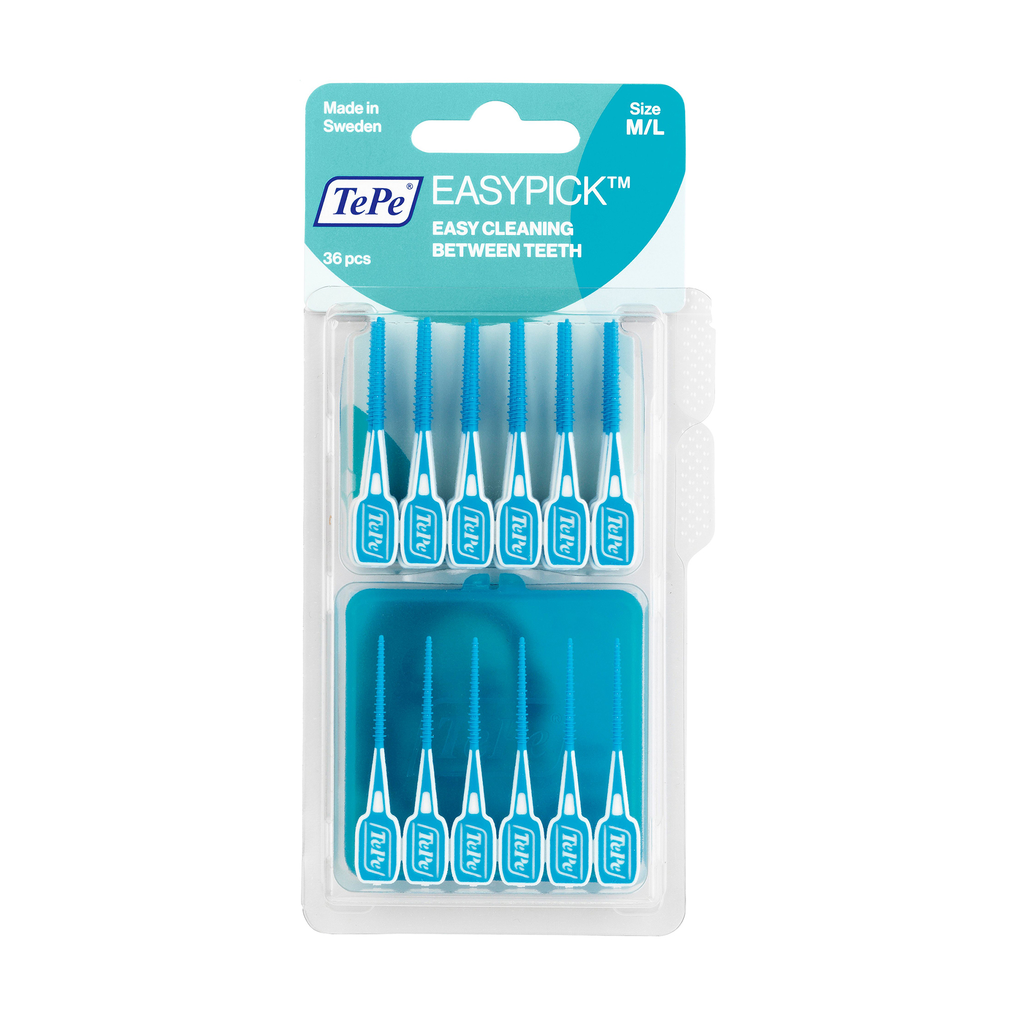 Силіконові зубочистки TePe EasyPick, розмір M/L, сині, 36 шт + тревел-кейс