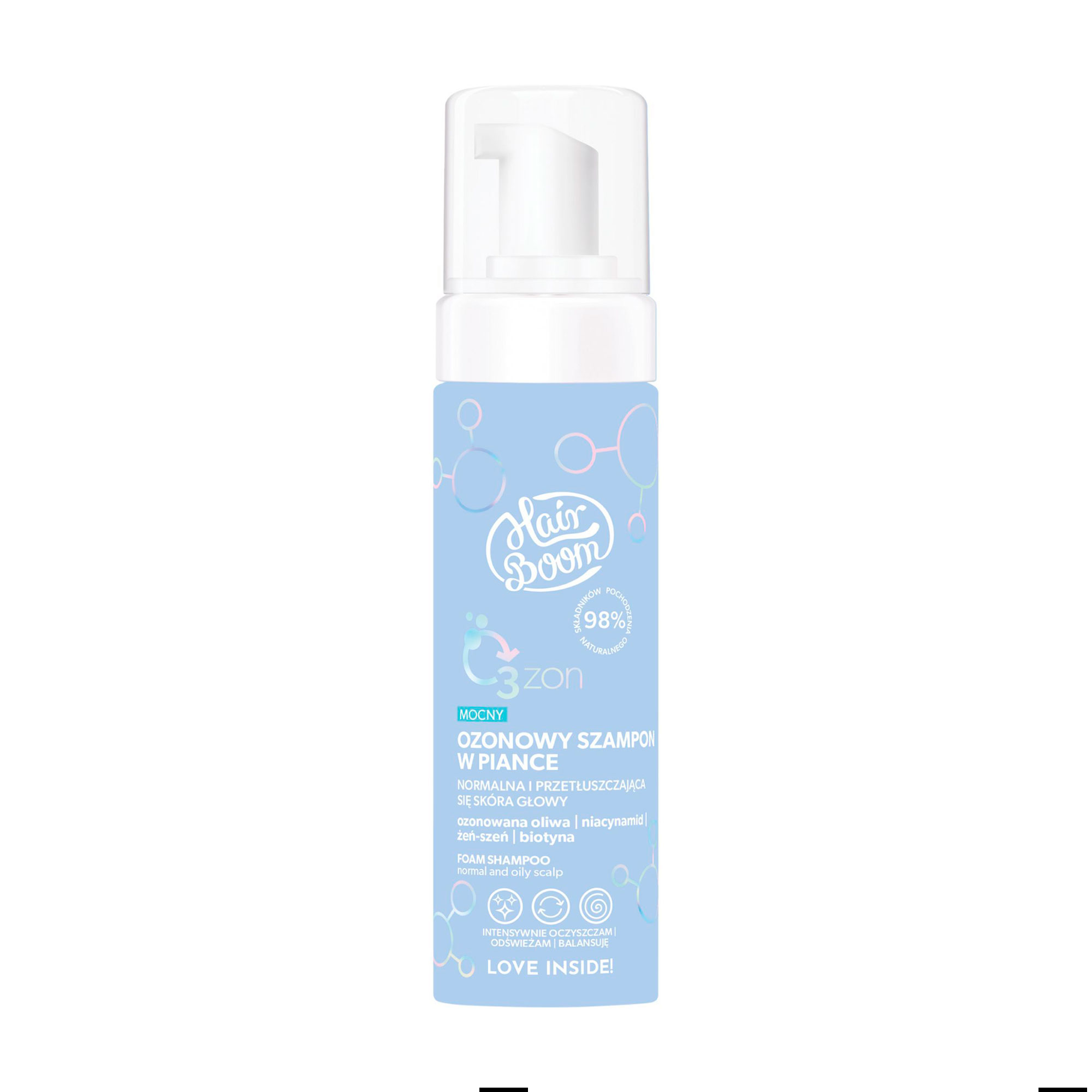 Сильний озоновий шампунь-піна Body Boom Hair Boom O3zon Foam Shampoo, 200 мл