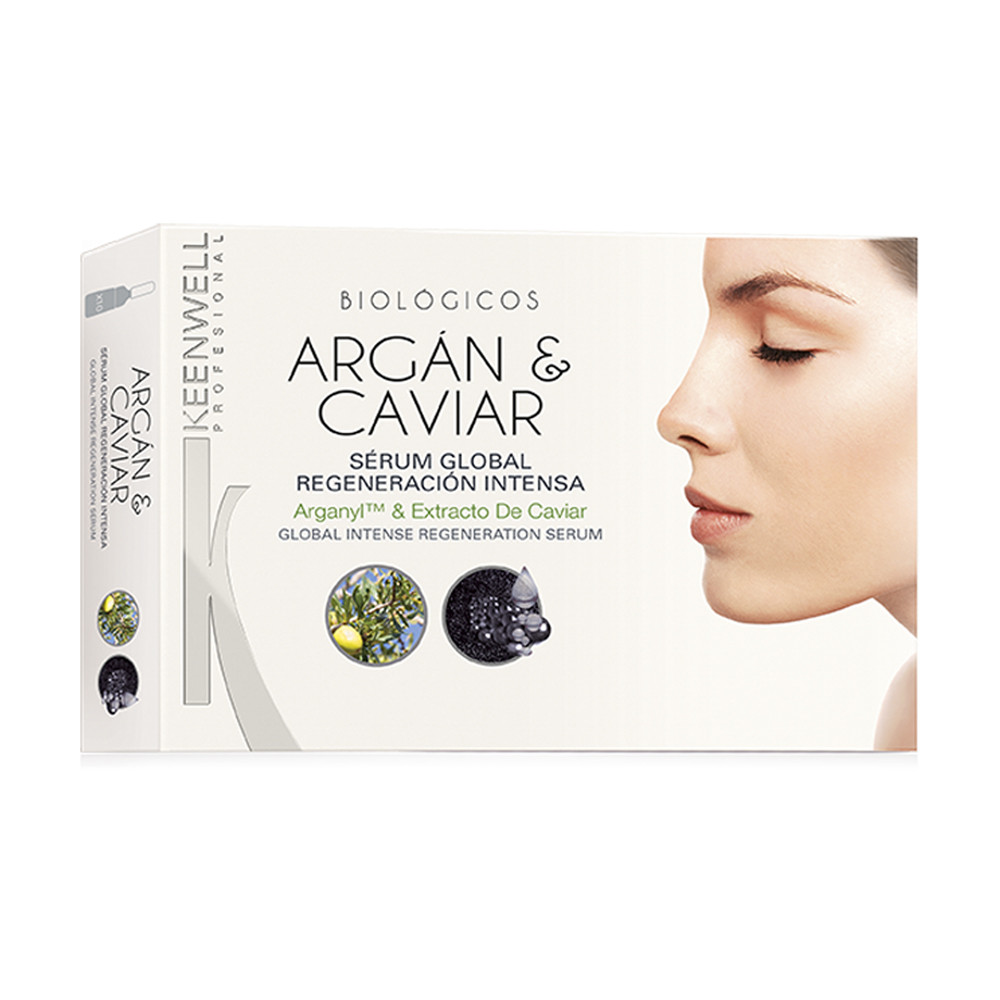 Сироватка інтенсивна регенерувальна Keenwell Biologicos Serum Global Regeneration Intense Argan &amp; Caviar з флавоноїдами з листя аргану та екстрактом ікри, 10*3 мл