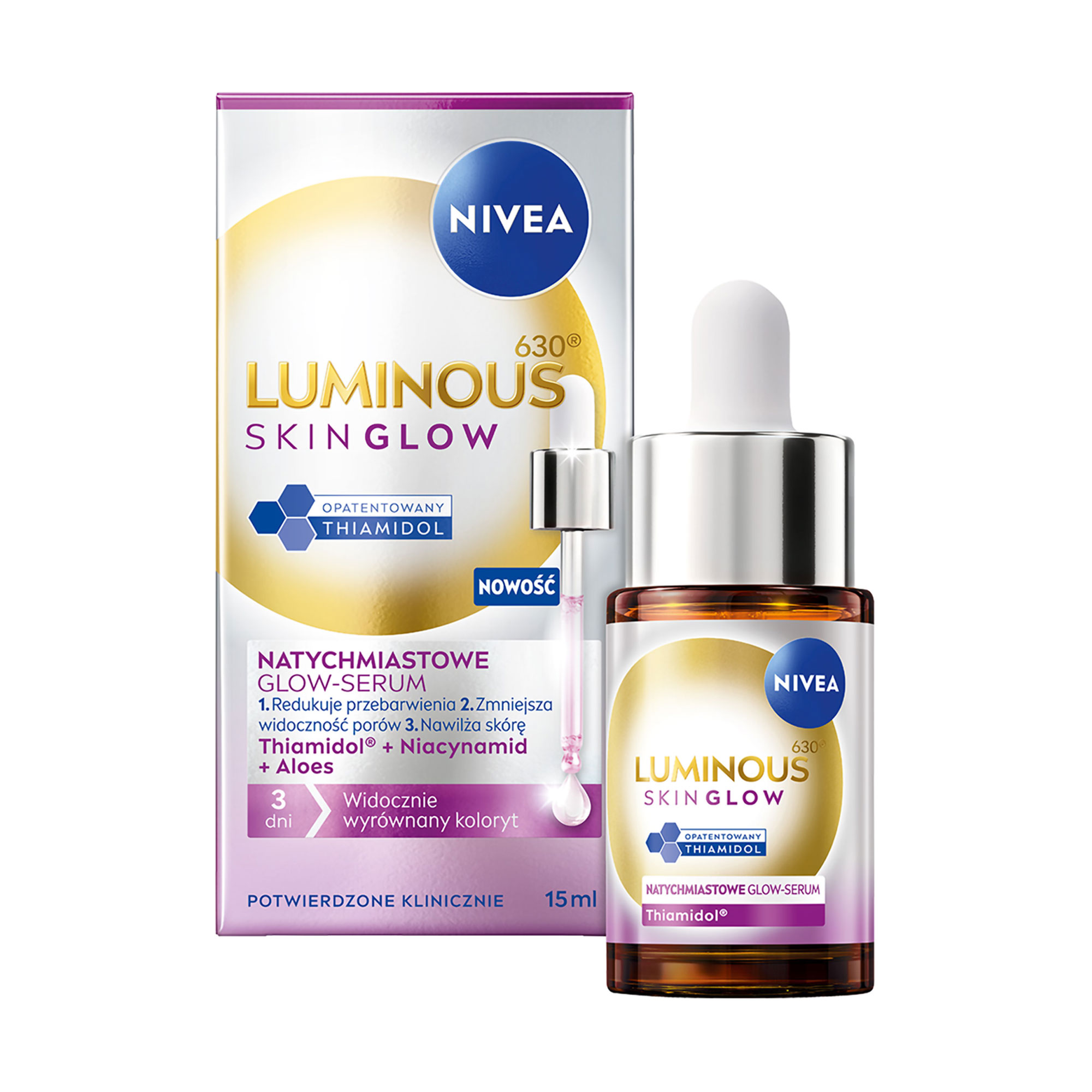 Сироватка NIVEA Luminous630 Skin Glow Serum для миттєвого сяяння шкіри обличчя, 15 мл