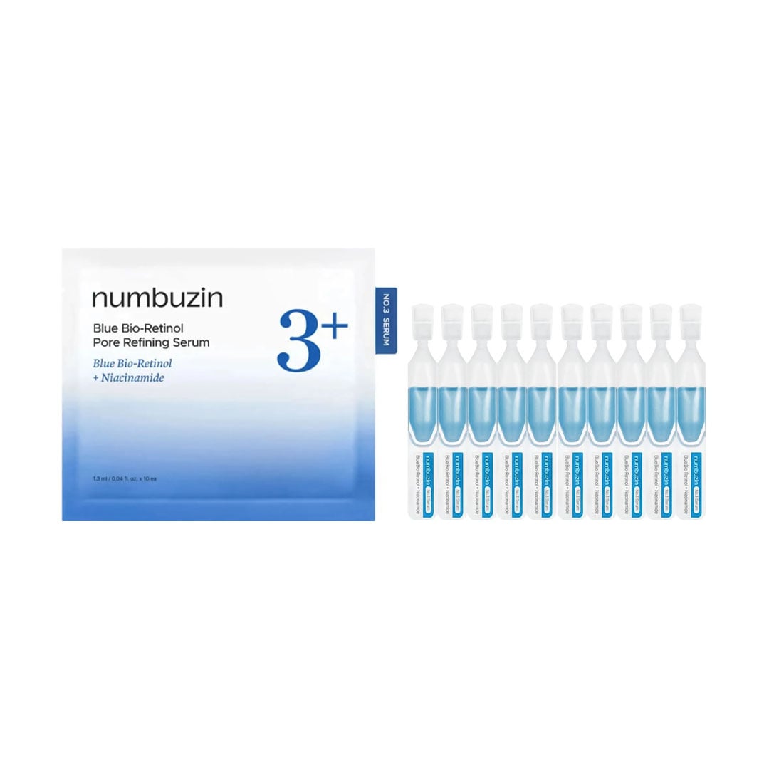 Сироватка Numbuzin No.3 Blue Bio-Retinol Pore Refining Serum для звуження пор обличчя, з ретинолом, 10*1.3 мл