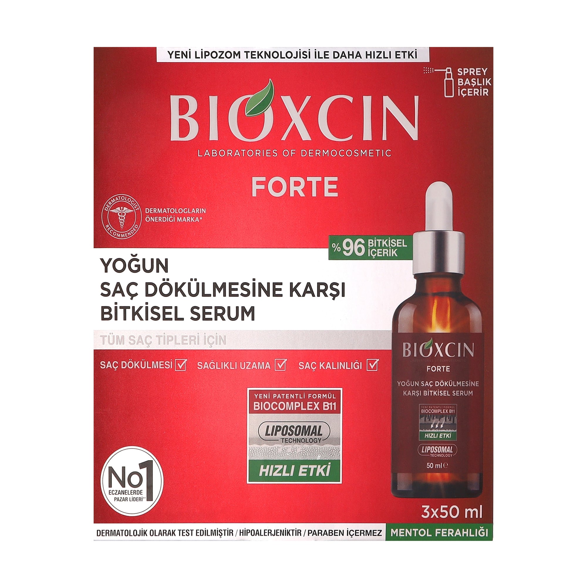 Сироватка проти випадіння волосся Biota Bioxsine DermaGen Forte Herbal Serum For Intensive Hair Loss, 3*50 мл