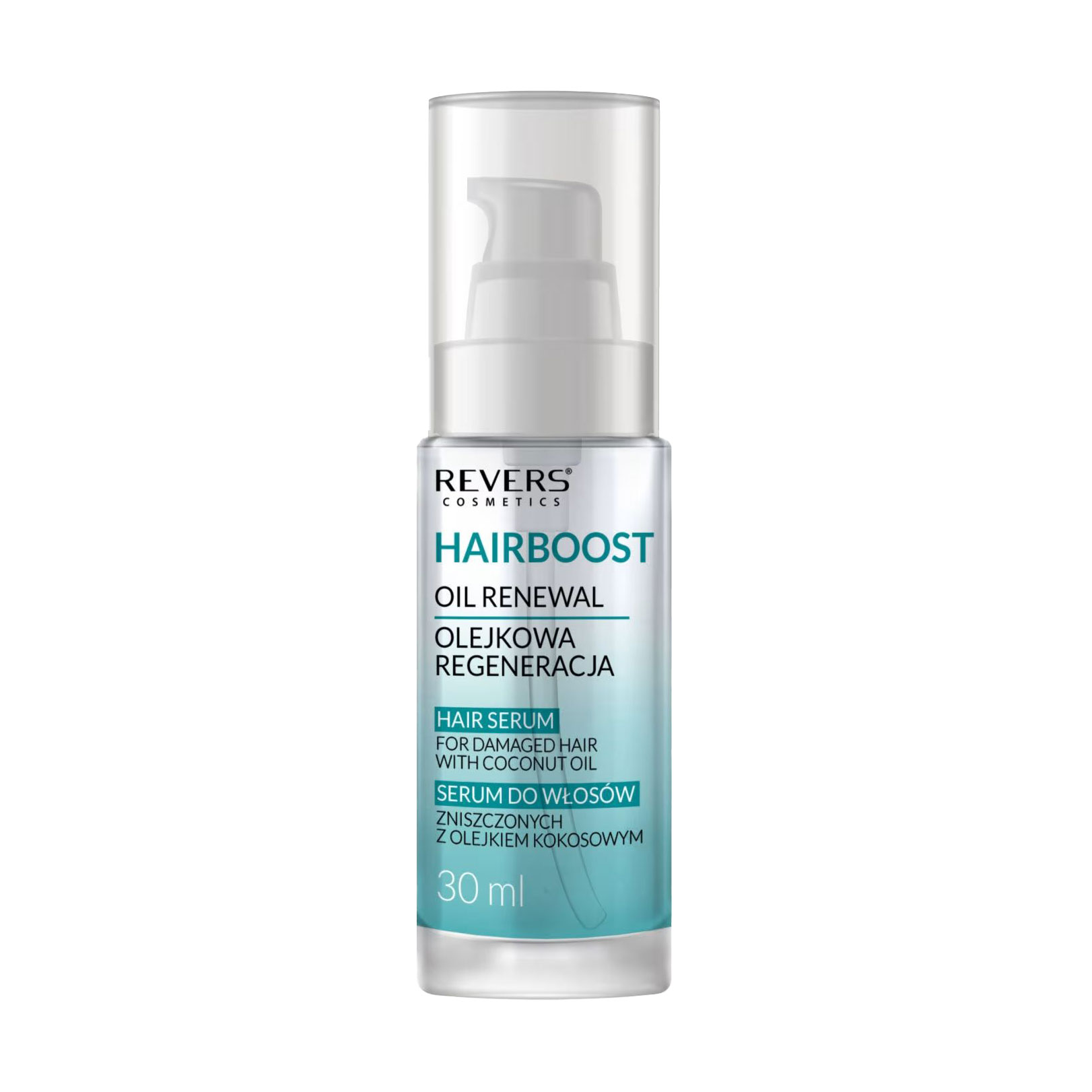 Сироватка Revers Cosmetics Hairboost Hair Serum для пошкодженого волосся, з кокосовою олією, 30 мл