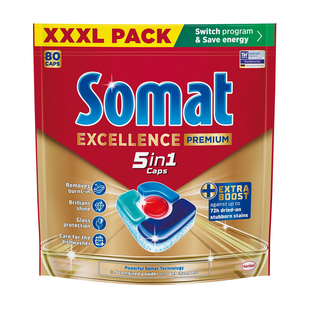 Таблетки для миття посуду в посудомийній машині Somat Excellence 5 In 1 Caps, 80 шт
