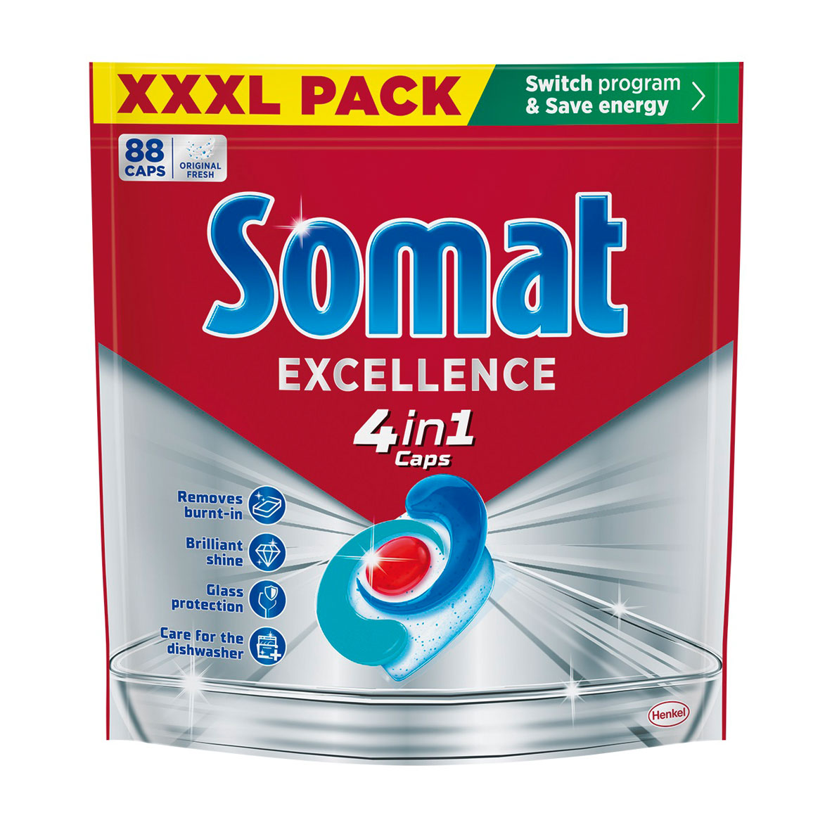 Таблетки для миття посуду в посудомийній машині Somat Excellence 4 In 1 Caps, 88 шт