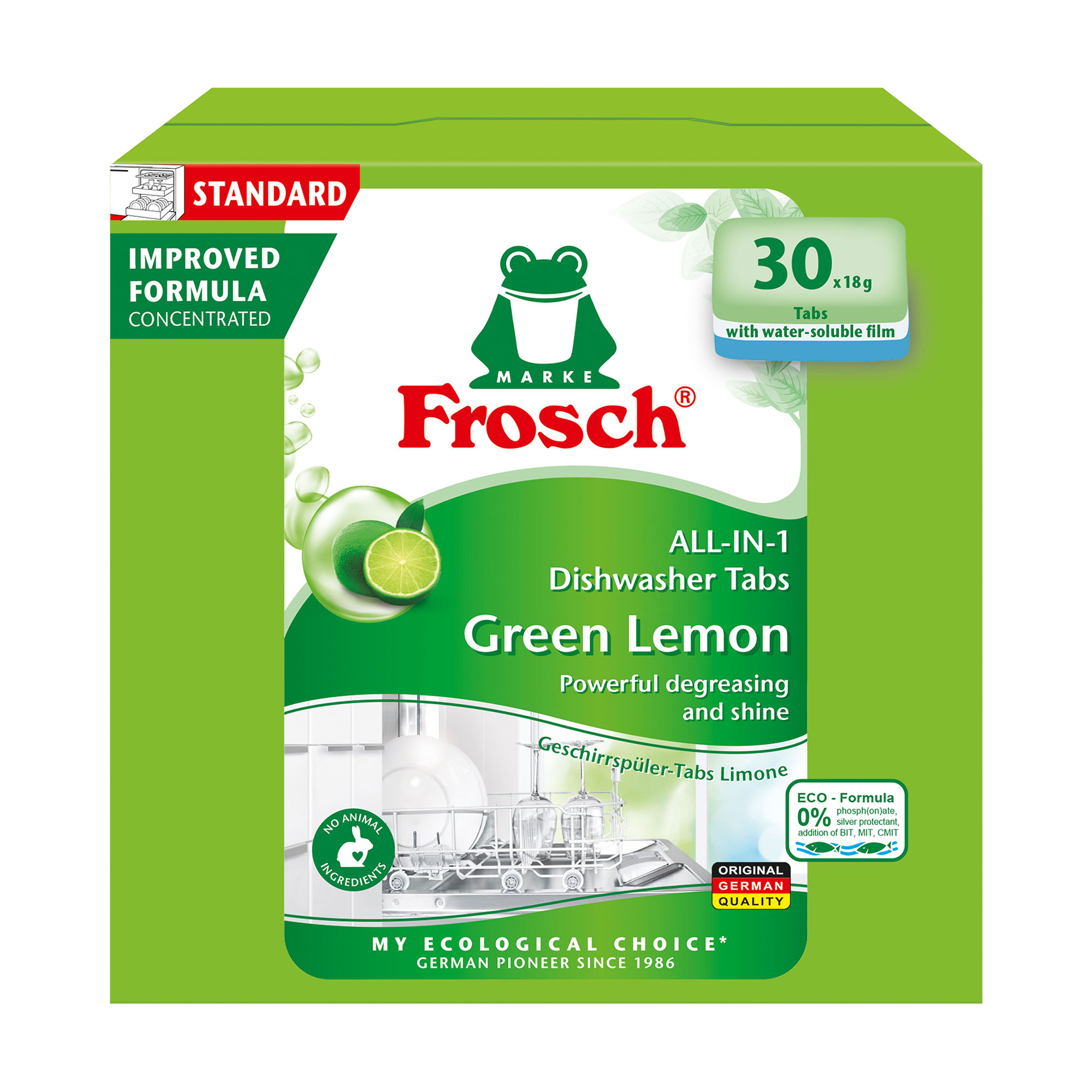Таблетки для миття посуду в посудомийних машинах Frosch Лимон, 30 шт