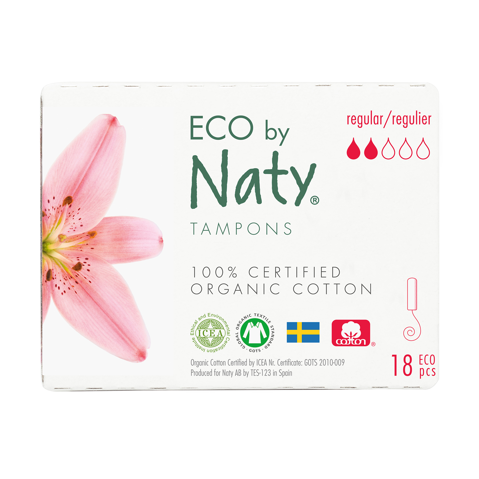 Тампони ECO by Naty Regular, 18 шт