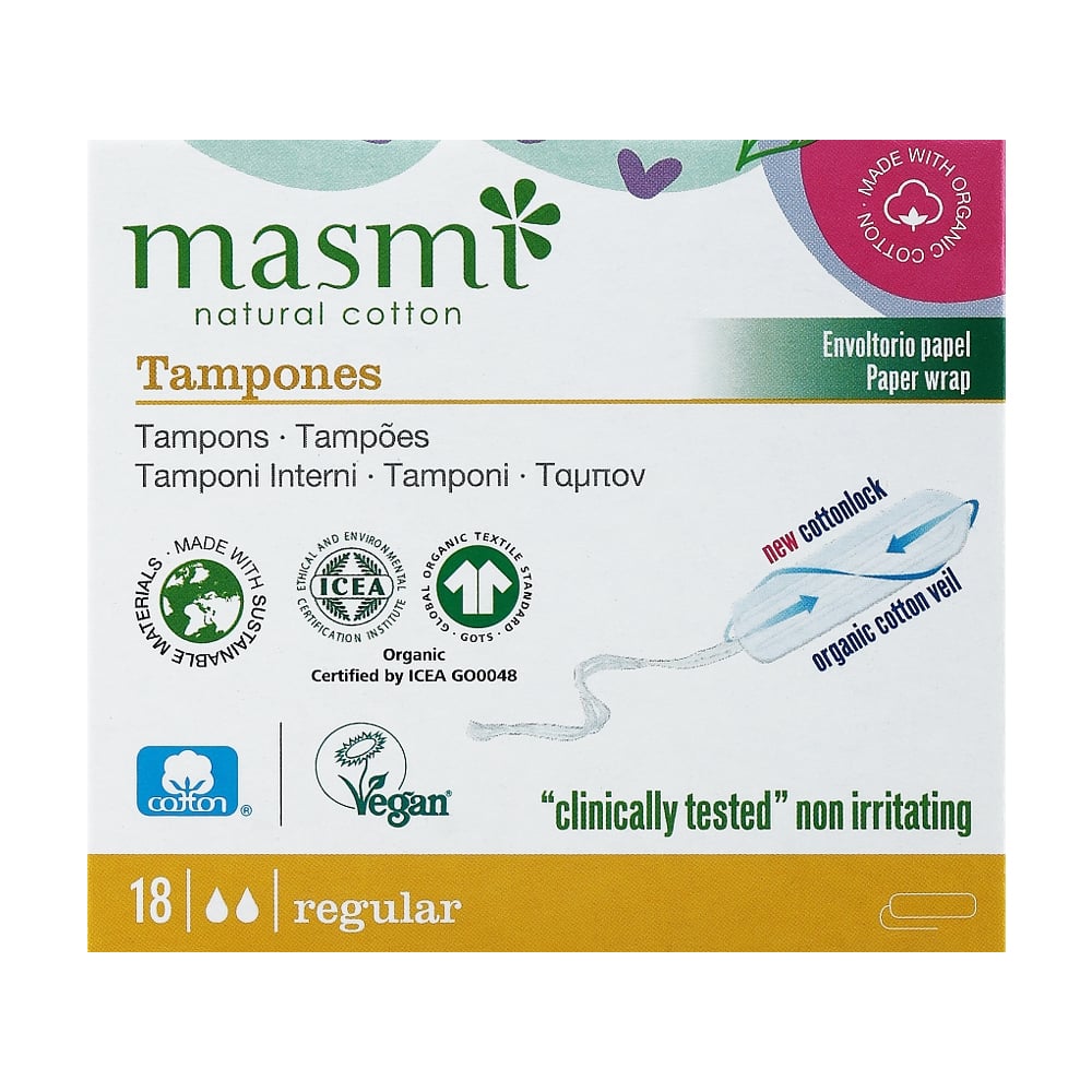 Тампони органічні Masmi Regular без аплікатору, 18 шт
