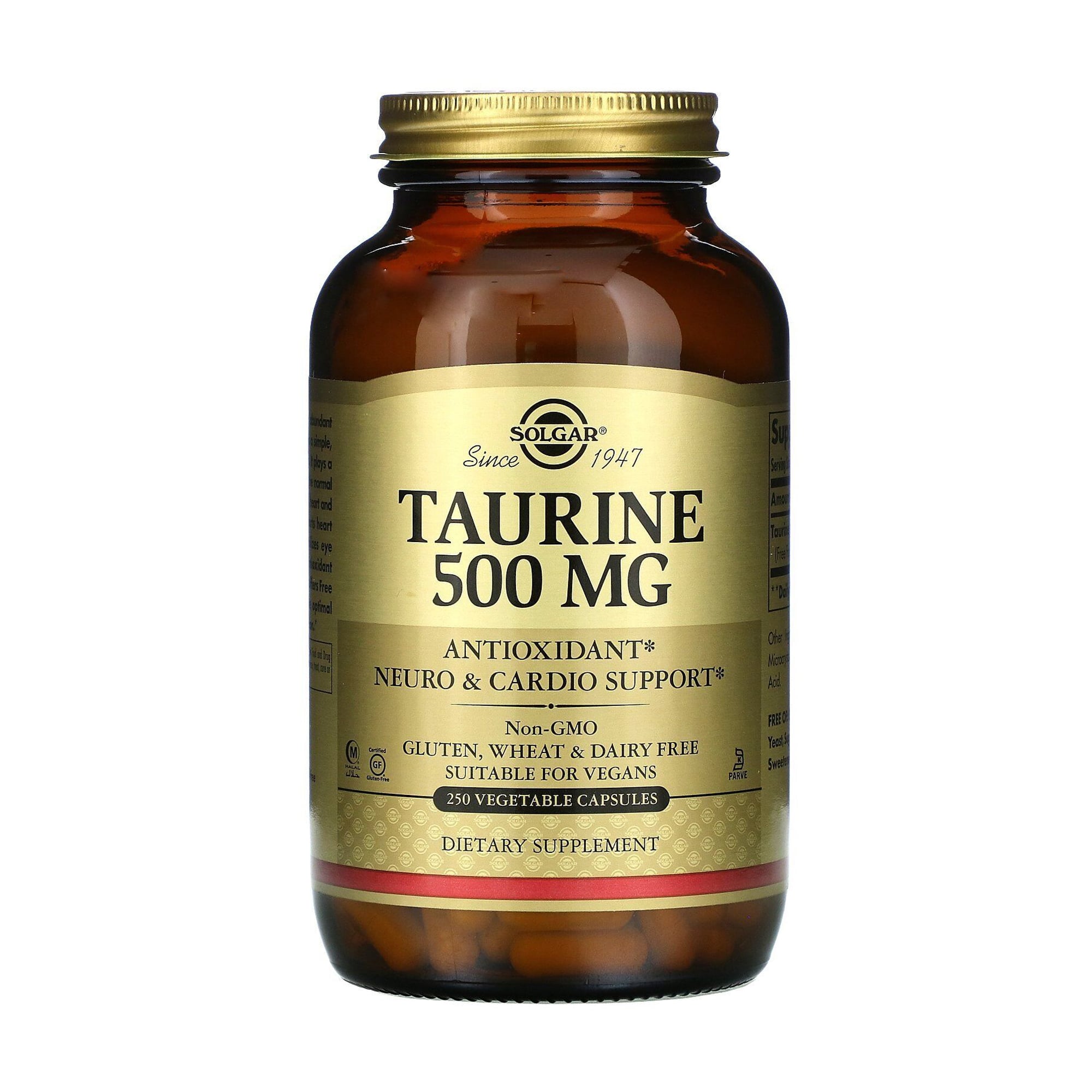 Таурин Solgar Taurine 500 мг, 250 капсул