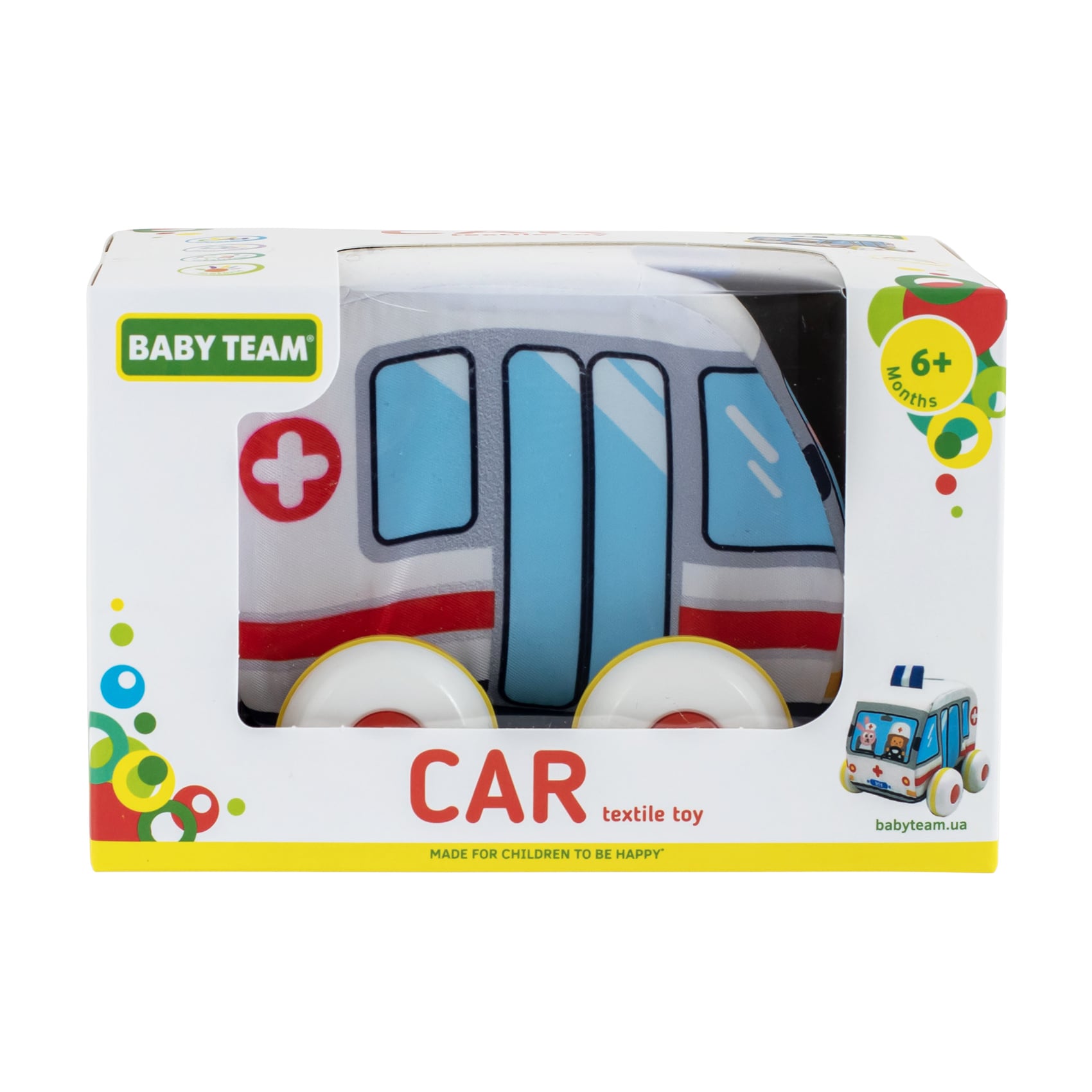 Текстильна іграшка Baby Team Машинка Швидка допомога, від 6 місяців (8420)