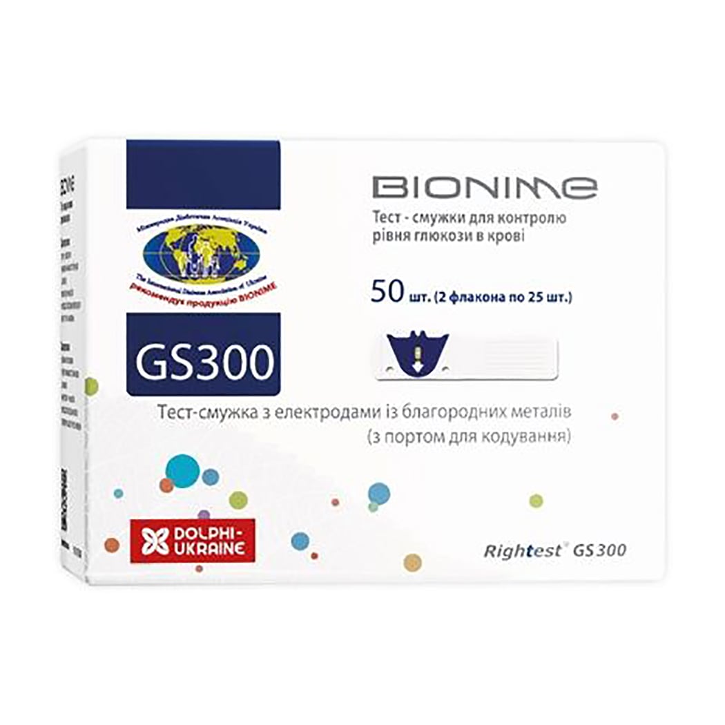 Тест-смужки для глюкометра Bionime Rightest GS300, 50 шт