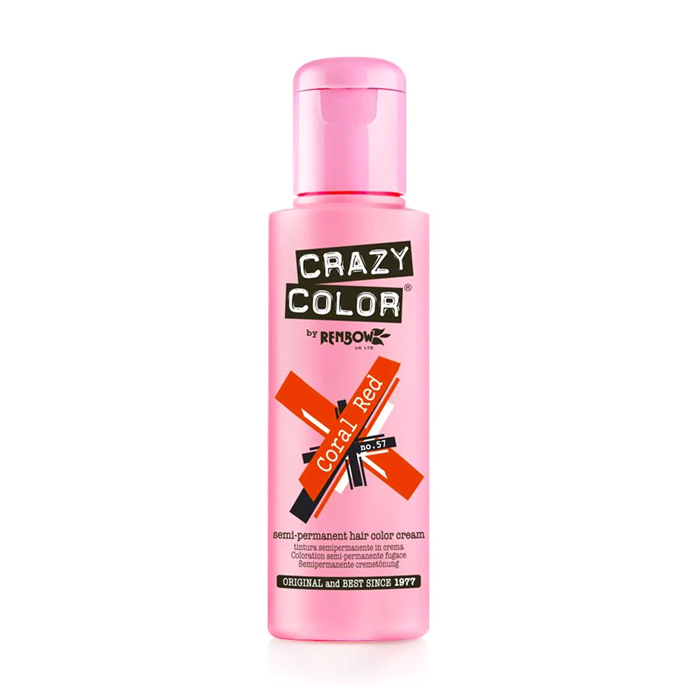 Тінт-фарба для волосся Crazy Color Semi Permanent Hair Color Cream 57 Coral Red, 100 мл