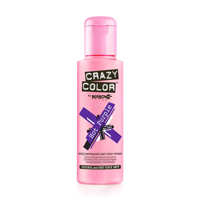 Тінт-фарба для волосся Crazy Color Semi Permanent Hair Color Cream 62 Hot Purple, 100 мл