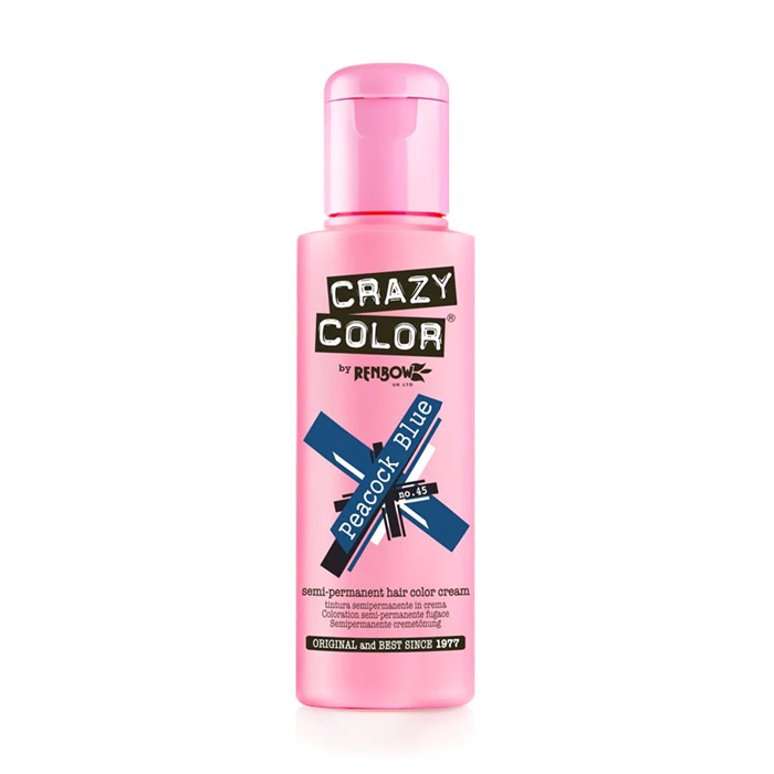Тінт-фарба для волосся Crazy Color Semi Permanent Hair Color Cream 45 Peacock Blue, 100 мл