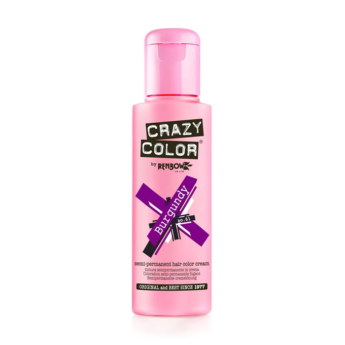 Тінт-фарба для волосся Crazy Color Semi Permanent Hair Color Cream 61 Burgundy, 100 мл