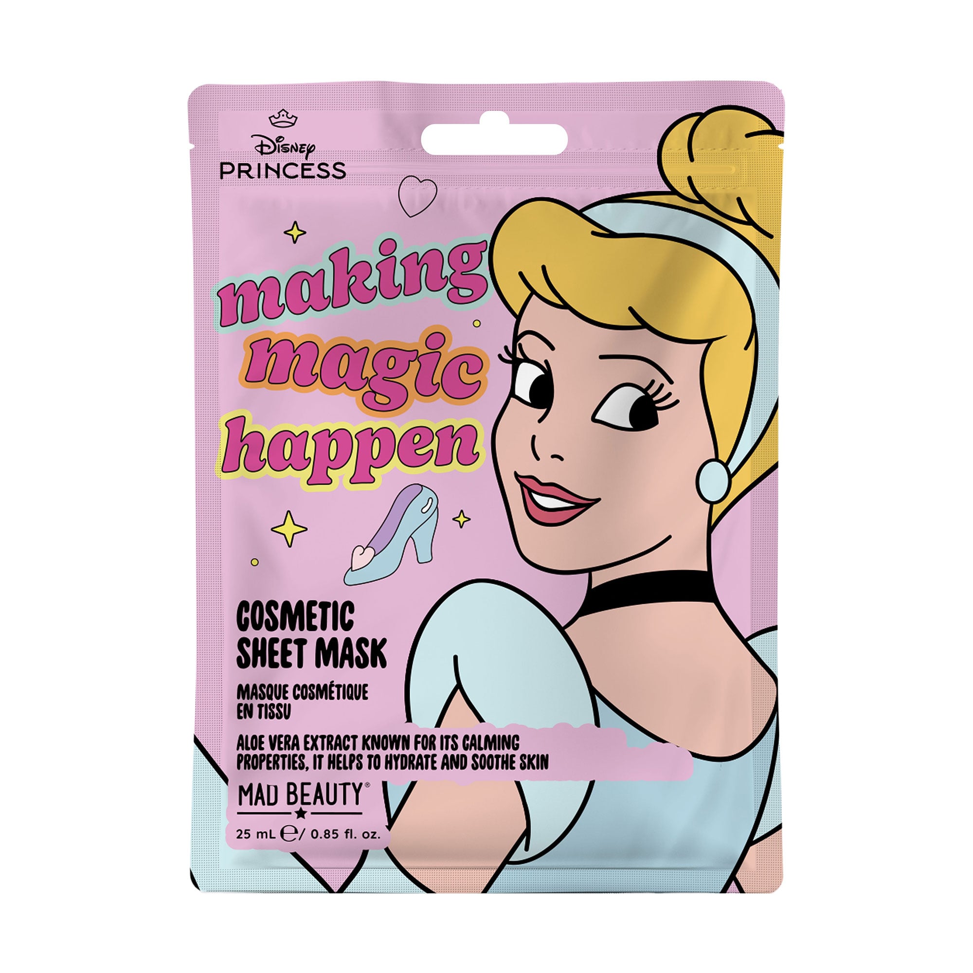 Тканинна косметична маска для обличчя Mad Beauty Disney Princess Cosmetic Sheet Mask, Cinderella, 25 мл