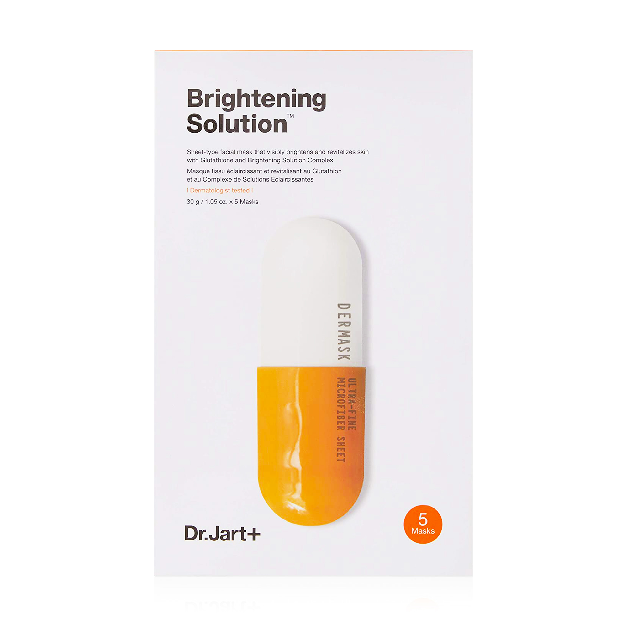 Тканинна маска-детокс для обличчя Dr. Jart+ Dermask Brightening Solution Ultra-Fine Microfiber Face Sheet Mask Капсула краси , 5*30 г