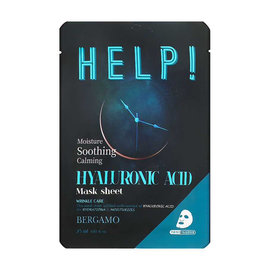 Тканинна маска для обличчя Bergamo Help з гіалуроновою кислотою, 25 мл