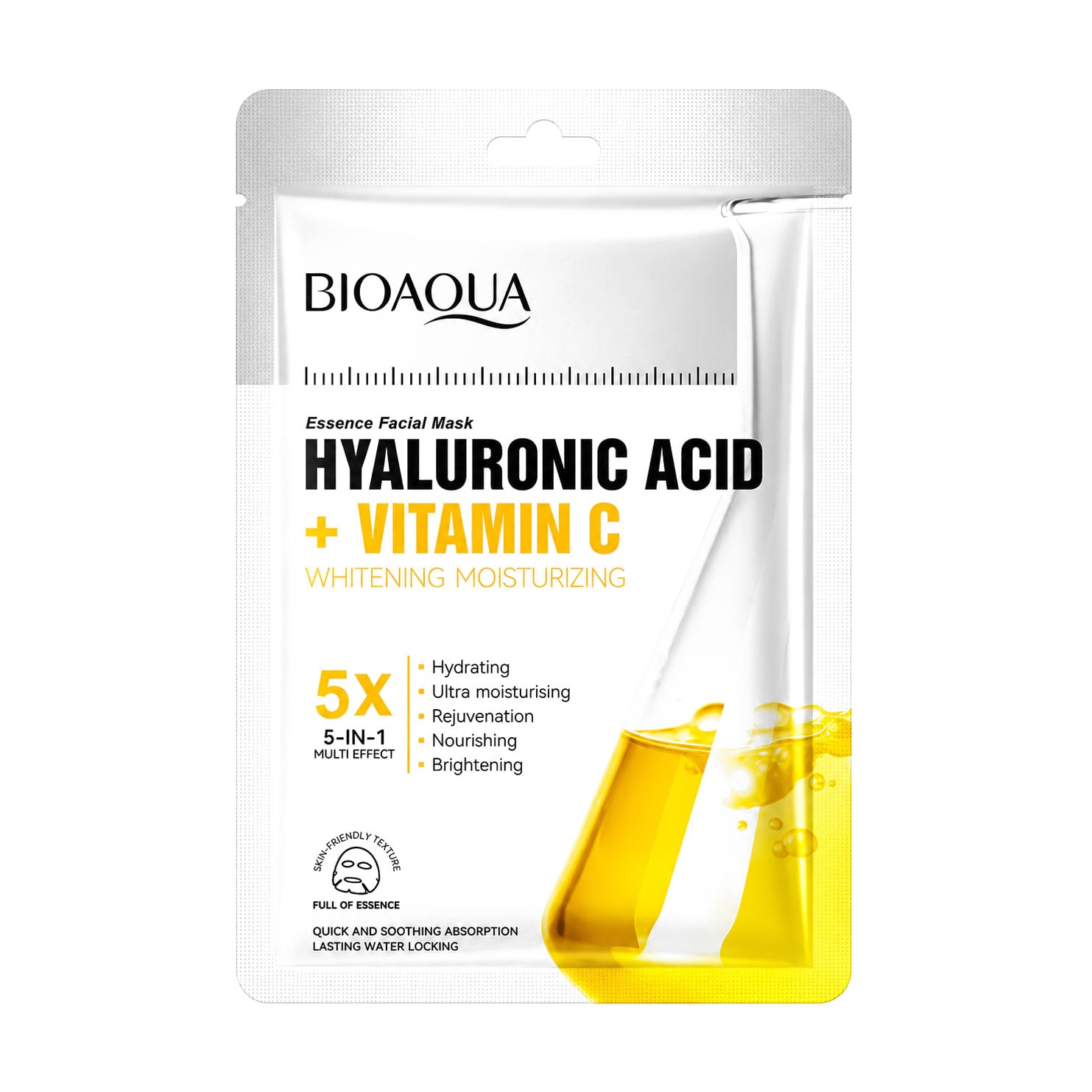 Тканинна маска для обличчя Bioaqua Hyaluronic Acid + Vitamin С Essence Facial Mask, 35 г