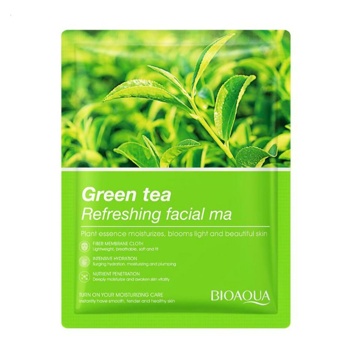 Тканинна маска для обличчя Bioaqua Plant Essence Green Tea Refreshing Mask Зелений чай, 25 г