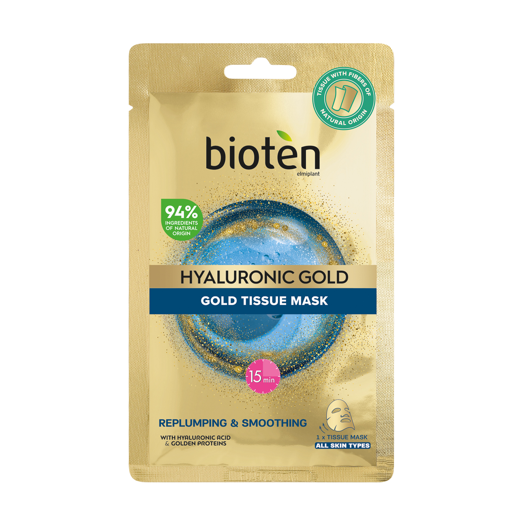 Тканинна маска для обличчя Bioten Hyaluronic Gold Tissue Mask, 25 мл