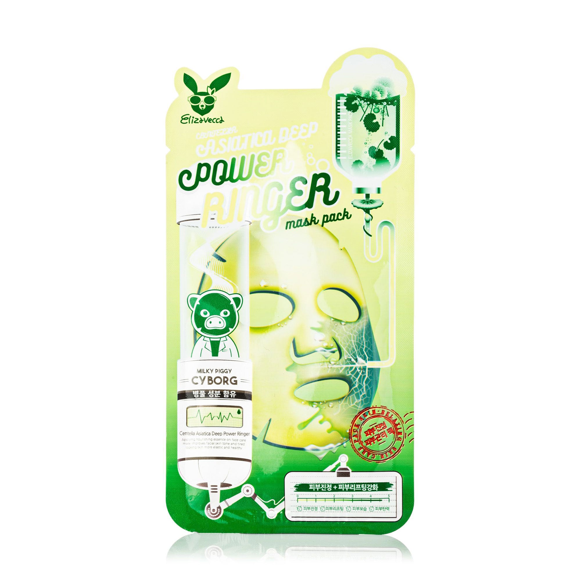 Тканинна маска для обличчя Elizavecca Milky Piggy Cyborg Centella Asiatica Deep Power Ringer Mask Pack з екстрактом центели азійської, 23 мл