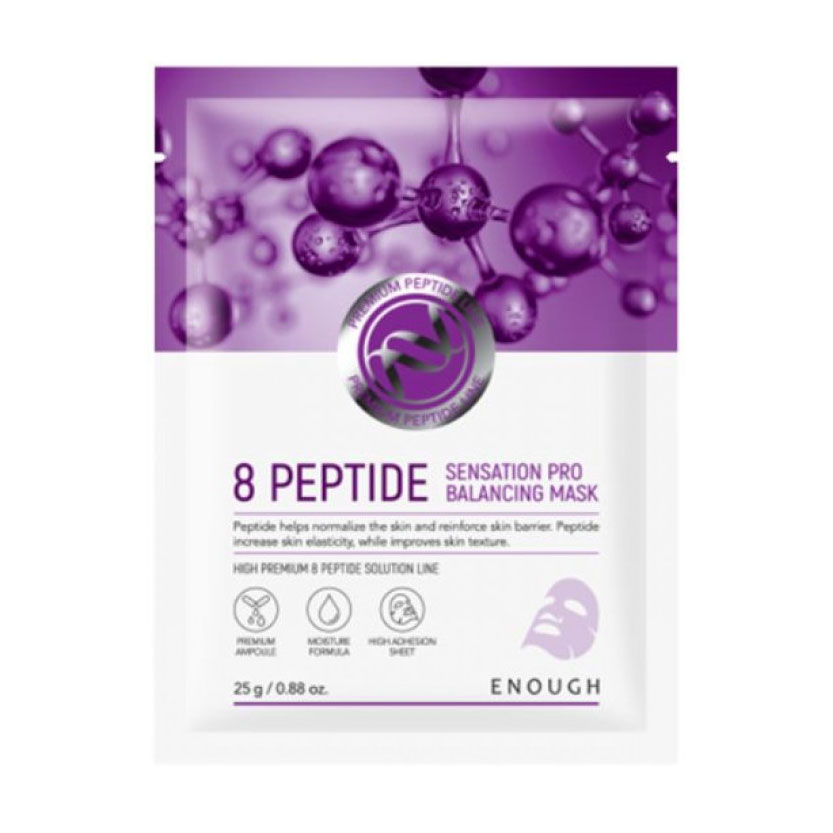 Тканинна маска для обличчя Enough 8 Peptide Sensation Pro Balancing Mask Pack з комплексом пептидів, 25 г