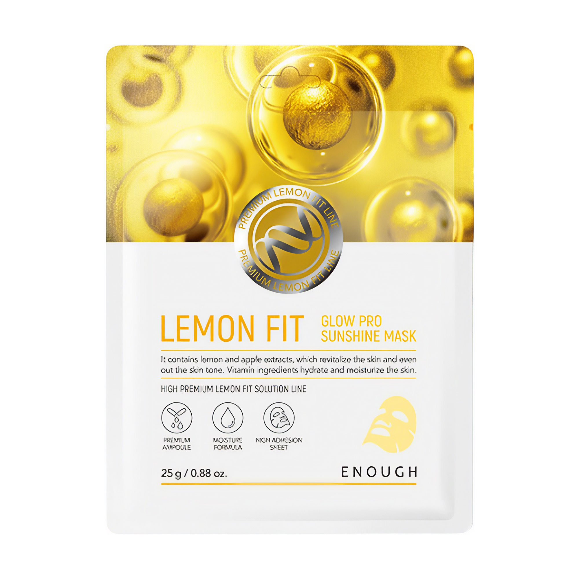 Тканинна маска для обличчя Enough Lemon Fit Glow Sunshine Mask з лимоном, 25 г