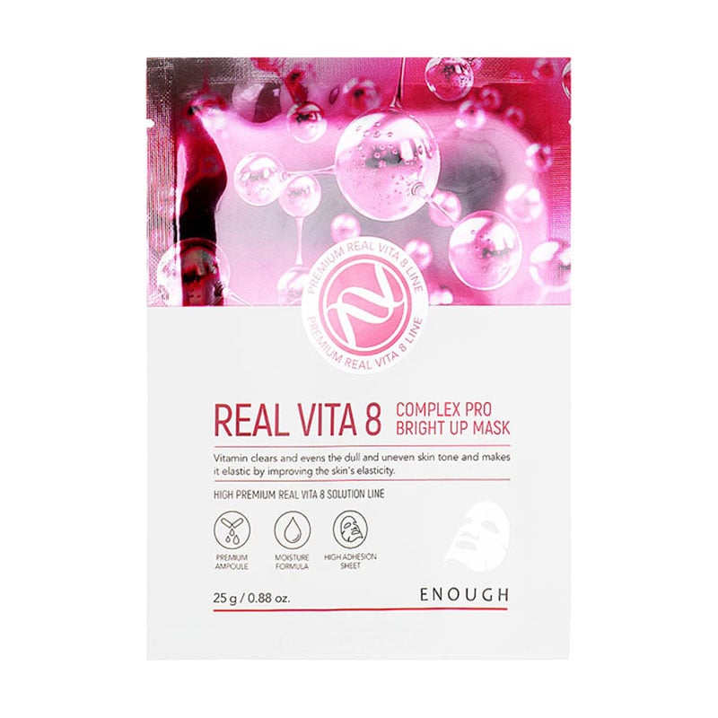 Тканинна маска для обличчя Enough Real Vita 8 Complex Pro Bright Up Mask з комплексом вітамінів, 25 г