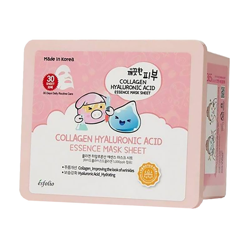 Тканинна маска для обличчя Esfolio Pure Skin Collagen Hyaluronic Acid Essence Mask Sheet з колагеном та гіалуроновою кислотою, 30 шт