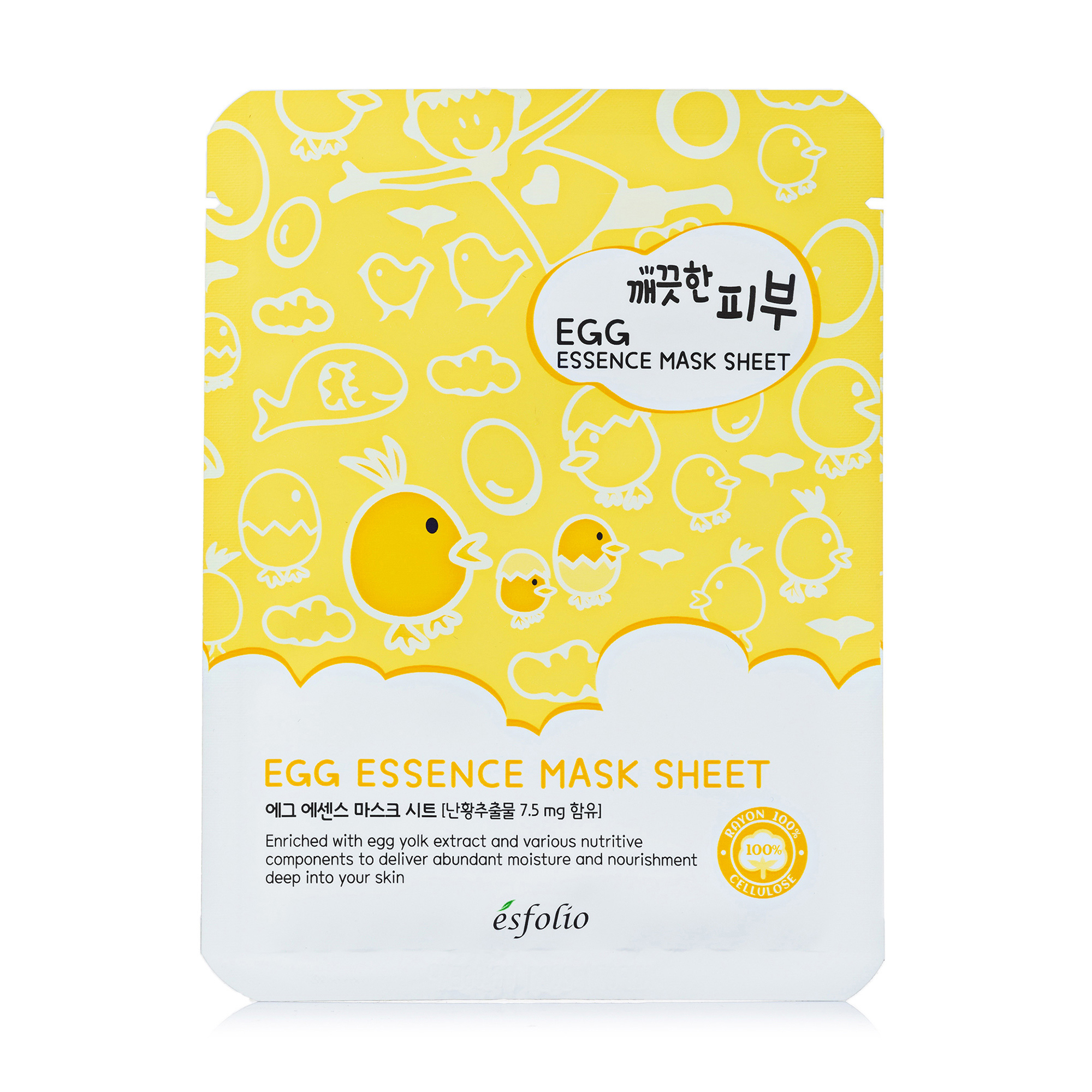 Тканинна маска для обличчя Esfolio Pure Skin Egg Essence Mask Sheet Яєчна, 25 мл