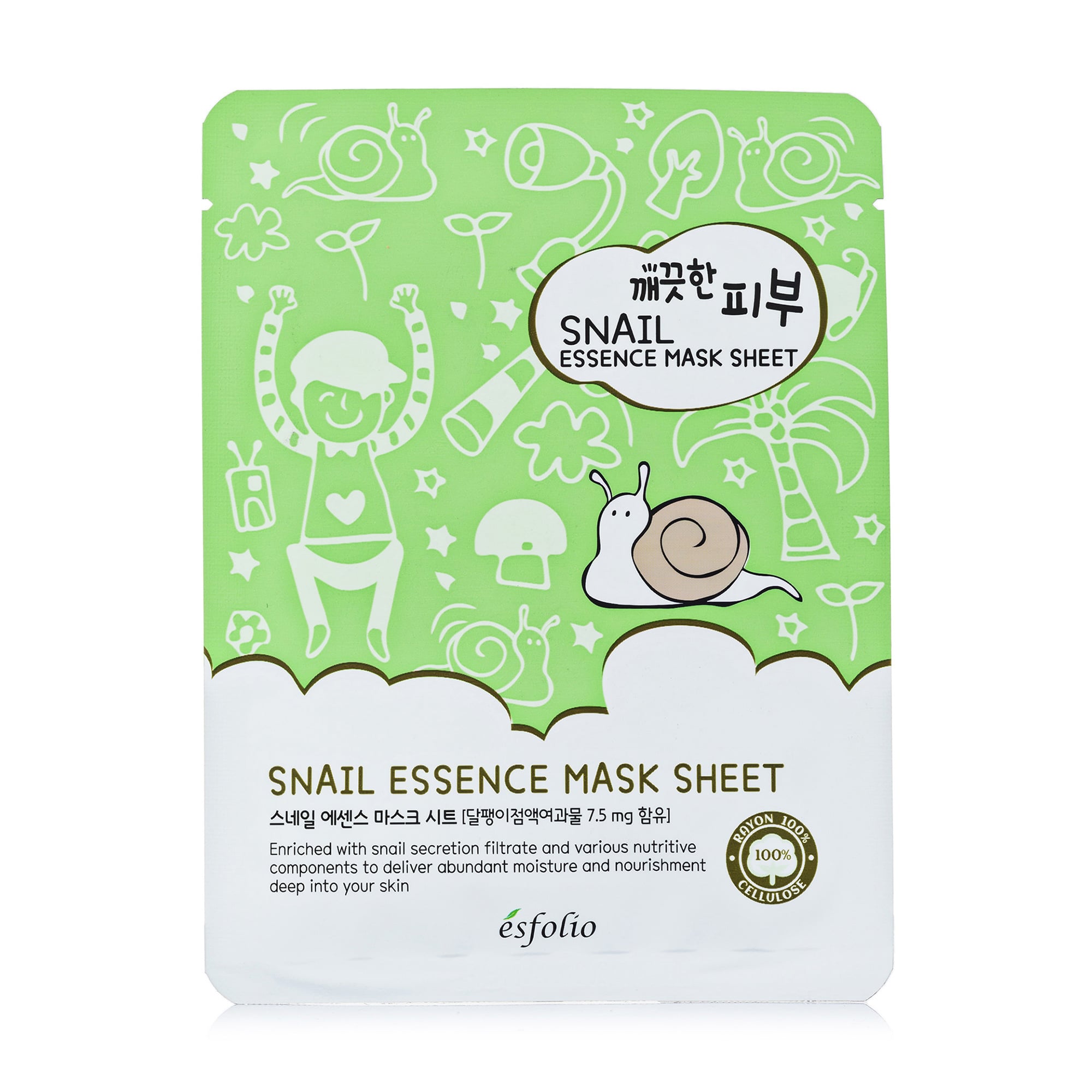 Тканинна маска для обличчя Esfolio Pure Skin Snail Essence Mask Sheet з муцином равлика, 25 мл