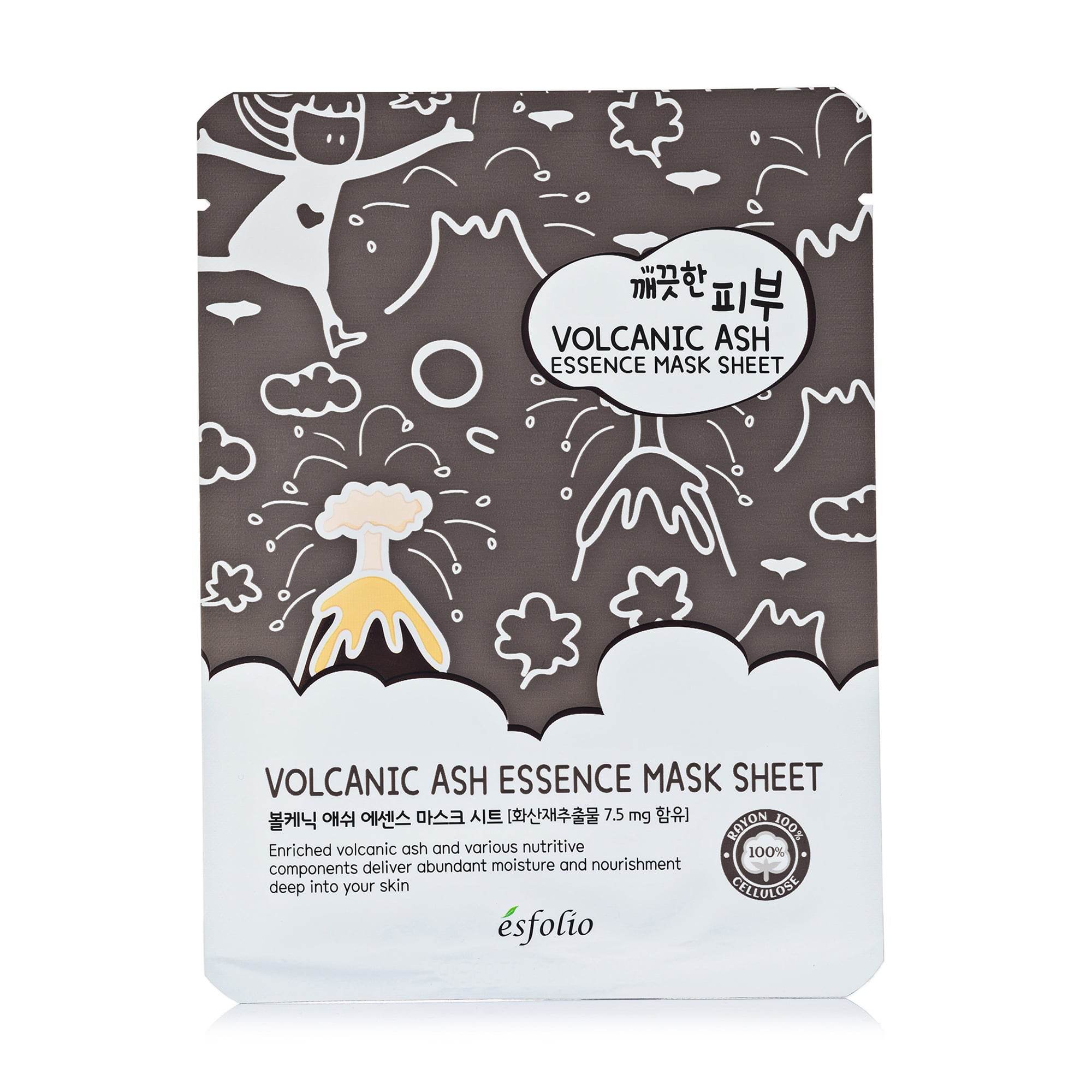 Тканинна маска для обличчя Esfolio Pure Skin Volcanic Ash Essence Mask Sheet з вулканічним попелом, 25 мл