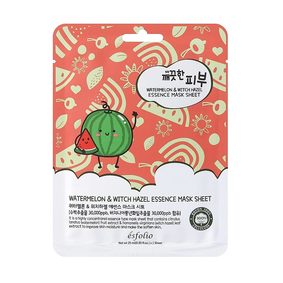 Тканинна маска для обличчя Esfolio Pure Skin Watermelon &amp; Witch Hazel Essence Mask Sheet Кавун та гамамеліс, 25 мл