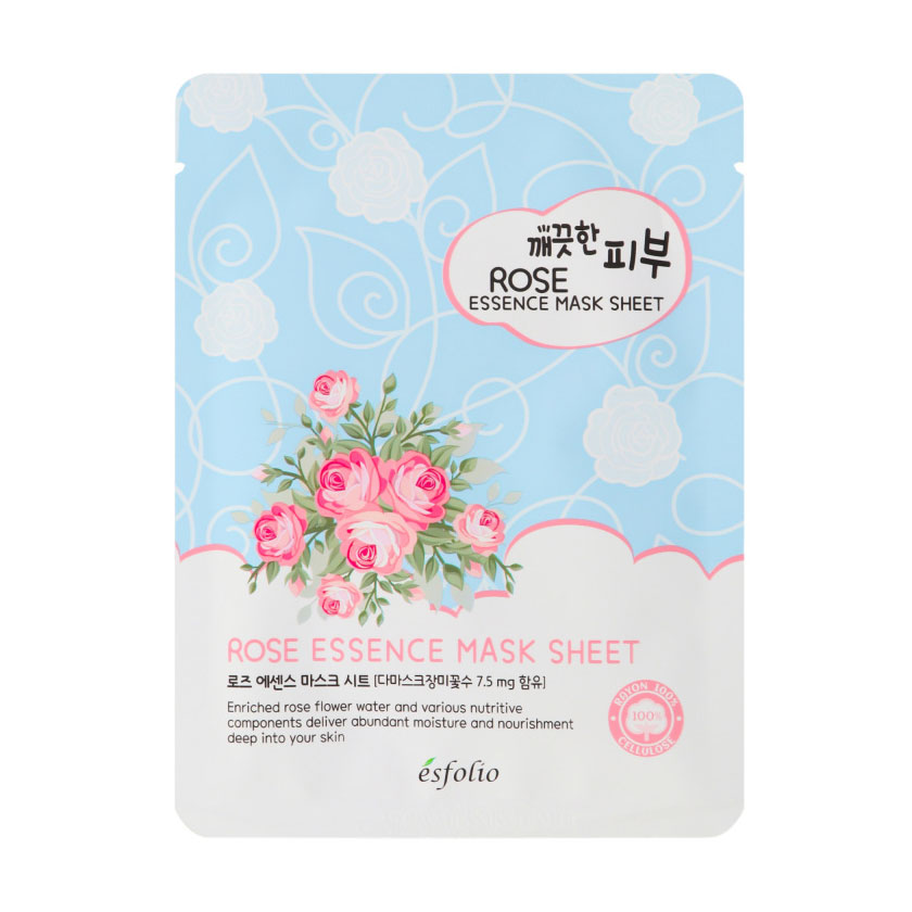 Тканинна маска для обличчя Esfolio Rose Essence Mask Sheet з трояндою, 25 мл