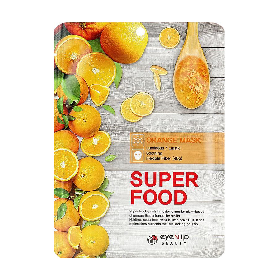 Тканинна маска для обличчя Eyenlip Super Food Orange Mask з екстрактом апельсина, 23 мл