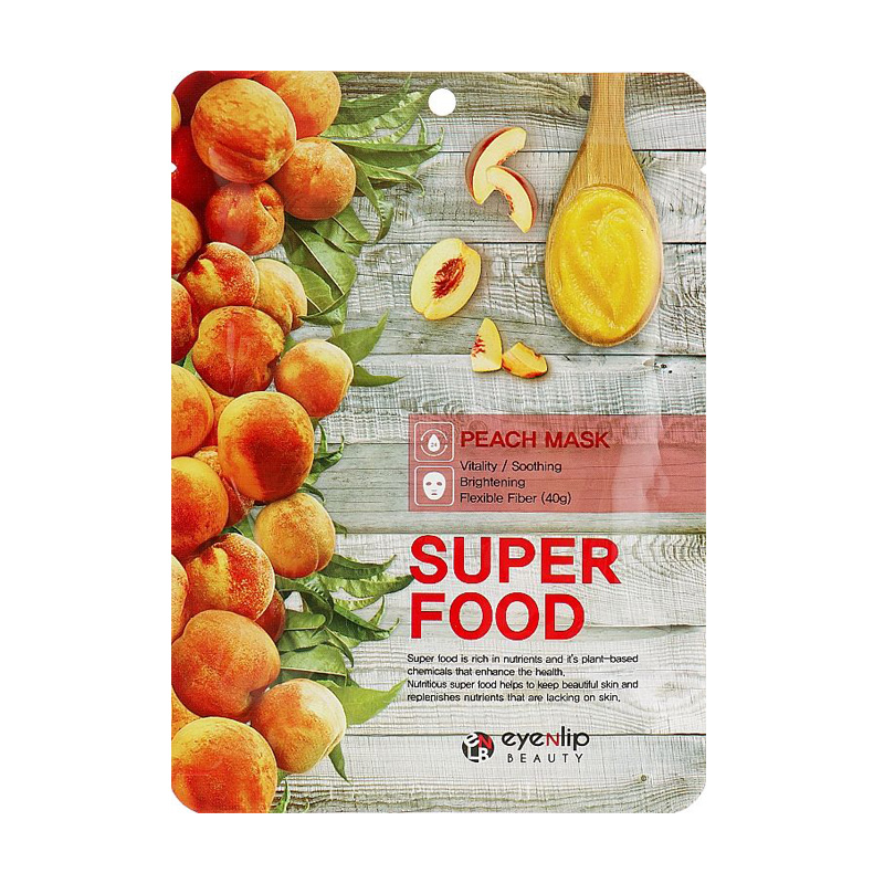 Тканинна маска для обличчя Eyenlip Super Food Peach Mask з екстрактом персика, 23 мл