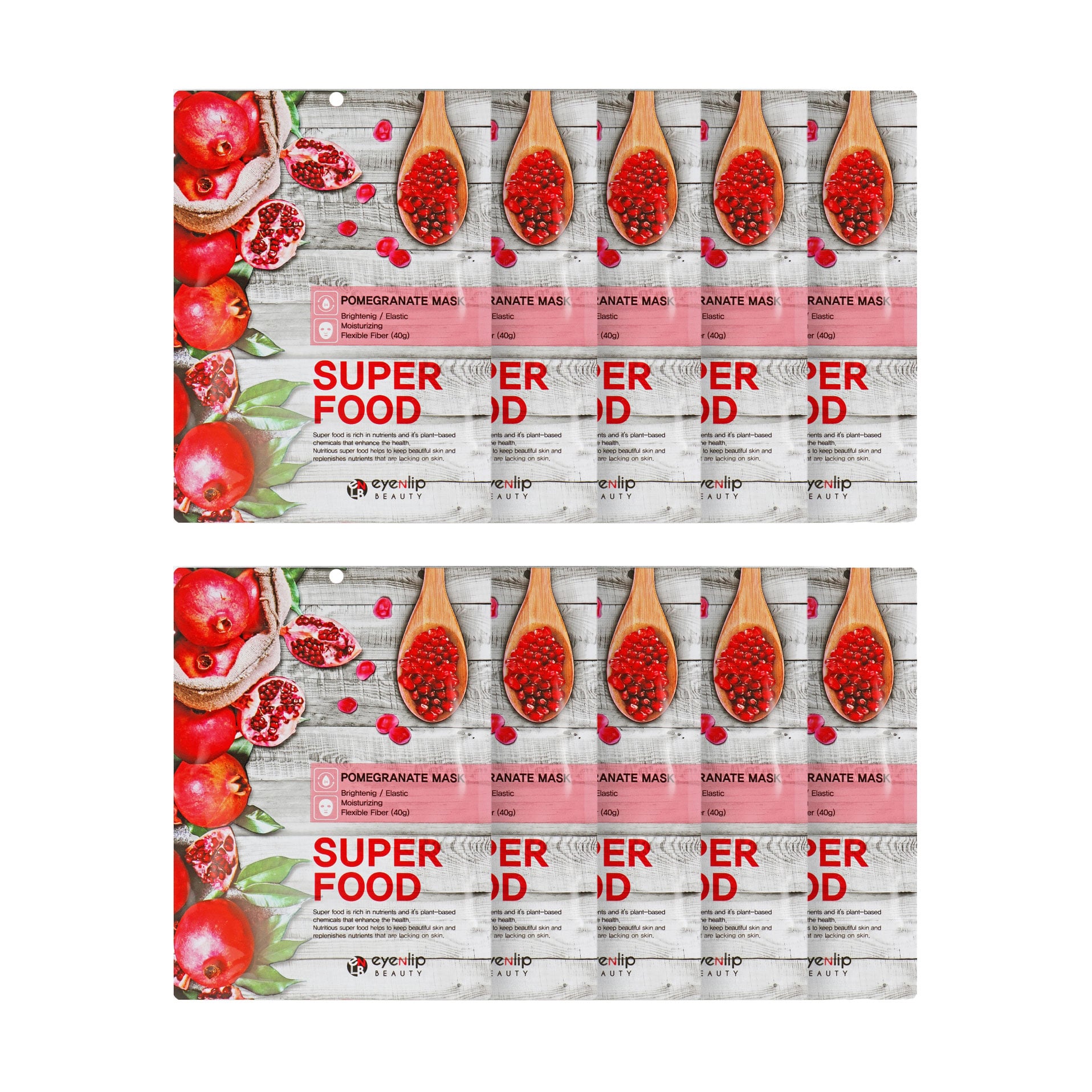 Тканинна маска для обличчя Eyenlip Super Food Pomergranate Mask Гранат, 10*23 мл