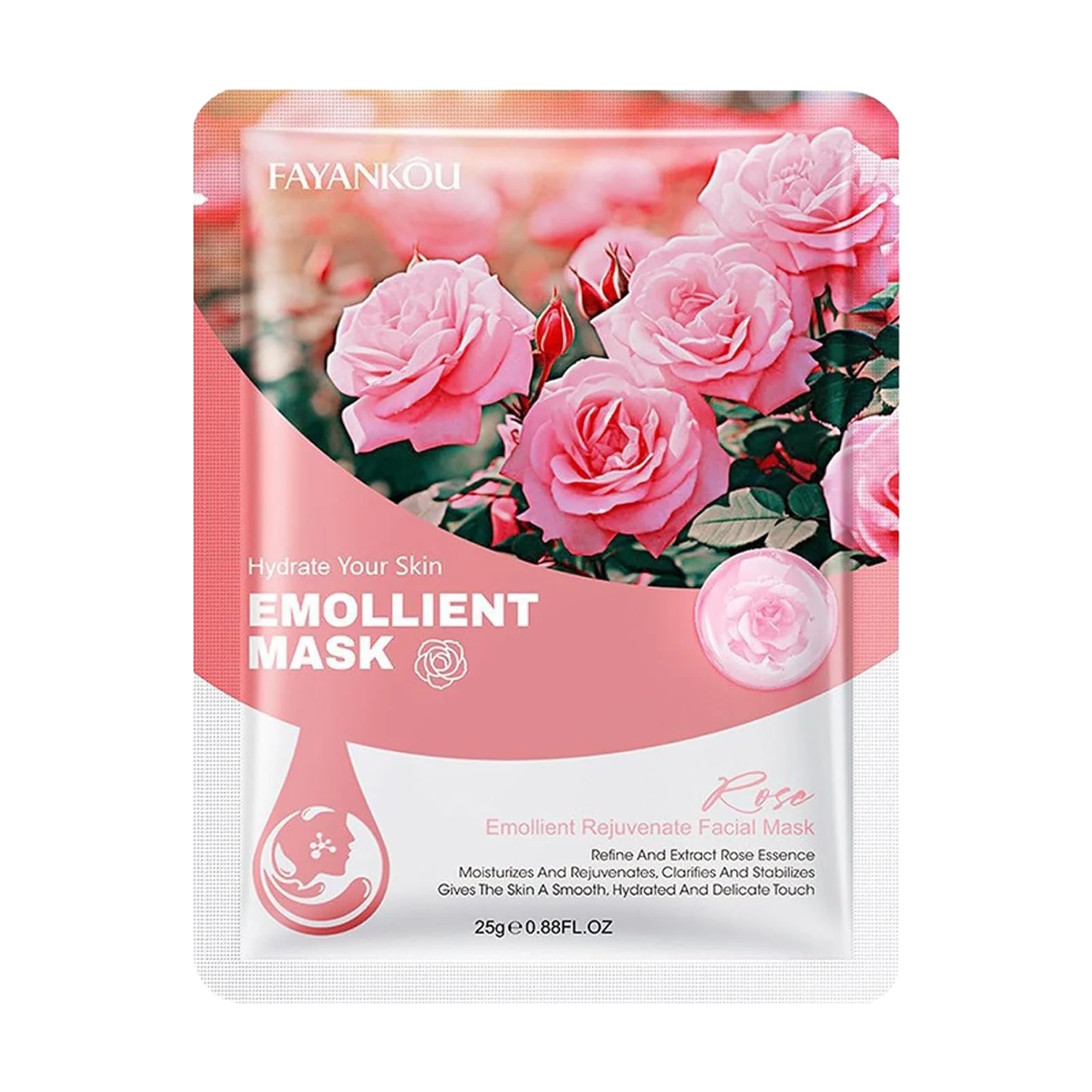 Тканинна маска для обличчя Fayankou Rose Emollient Rejuvenate Facial Mask, 25 г