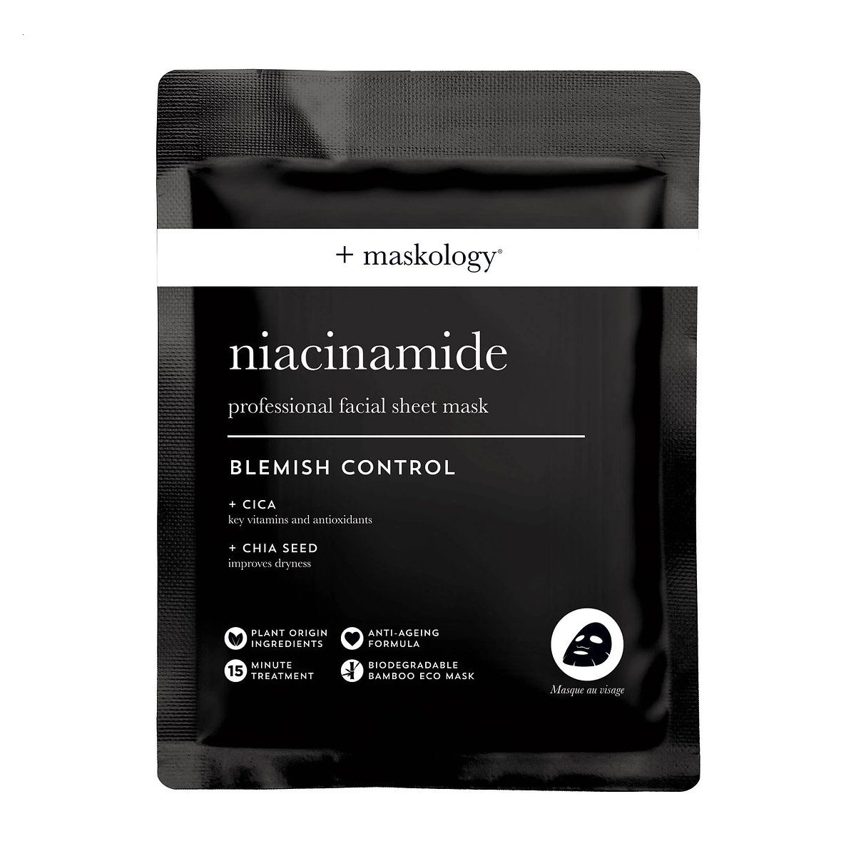 Тканинна маска для обличчя Hive +Maskology Niacinamide Blemish Control Professional Facial Sheet Mask з ніацинамідом, 22 мл