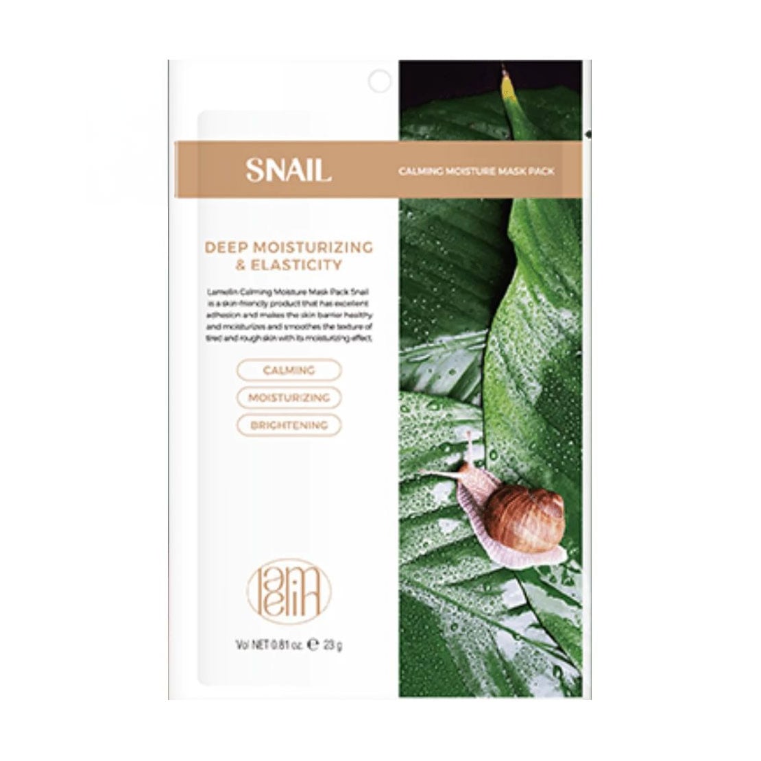 Тканинна маска для обличчя Lamelin Calming Moisture Mask Pack Snail, 23 г