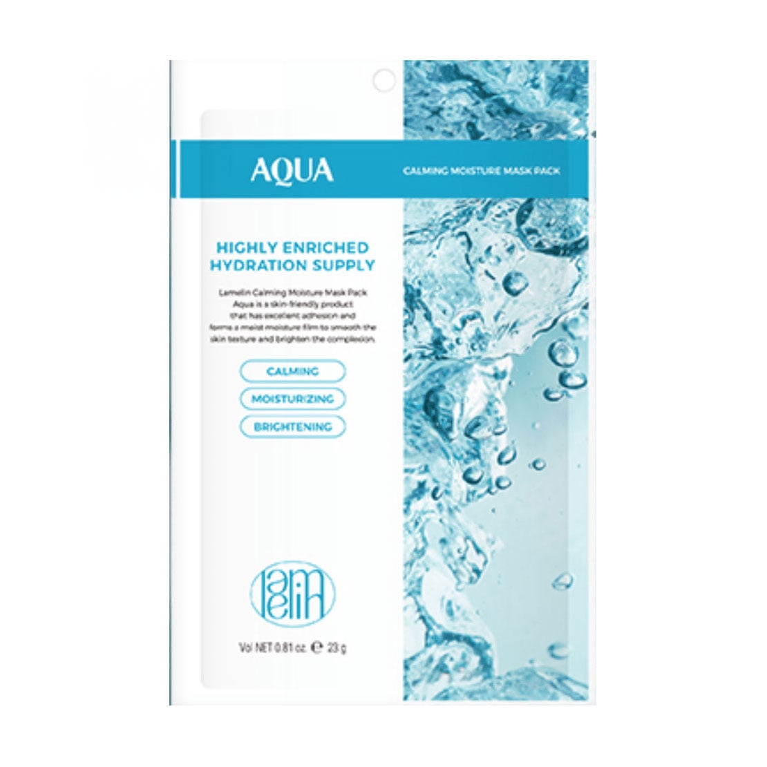 Тканинна маска для обличчя Lamelin Calming Moisture Mask Pack Aqua, 23 г