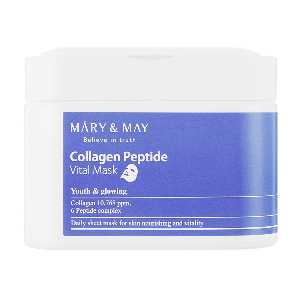 Тканинна маска для обличчя Mary &amp; May Collagen Peptide Vital Mask, 30 шт