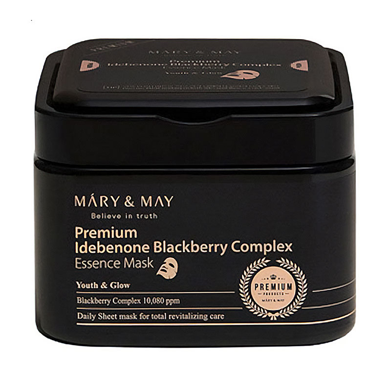 Тканинна маска для обличчя Mary &amp; May Premium Idebenon Blackberry Complex Essence Mask з ідебеноном та ожиновим комплексом, 20 шт