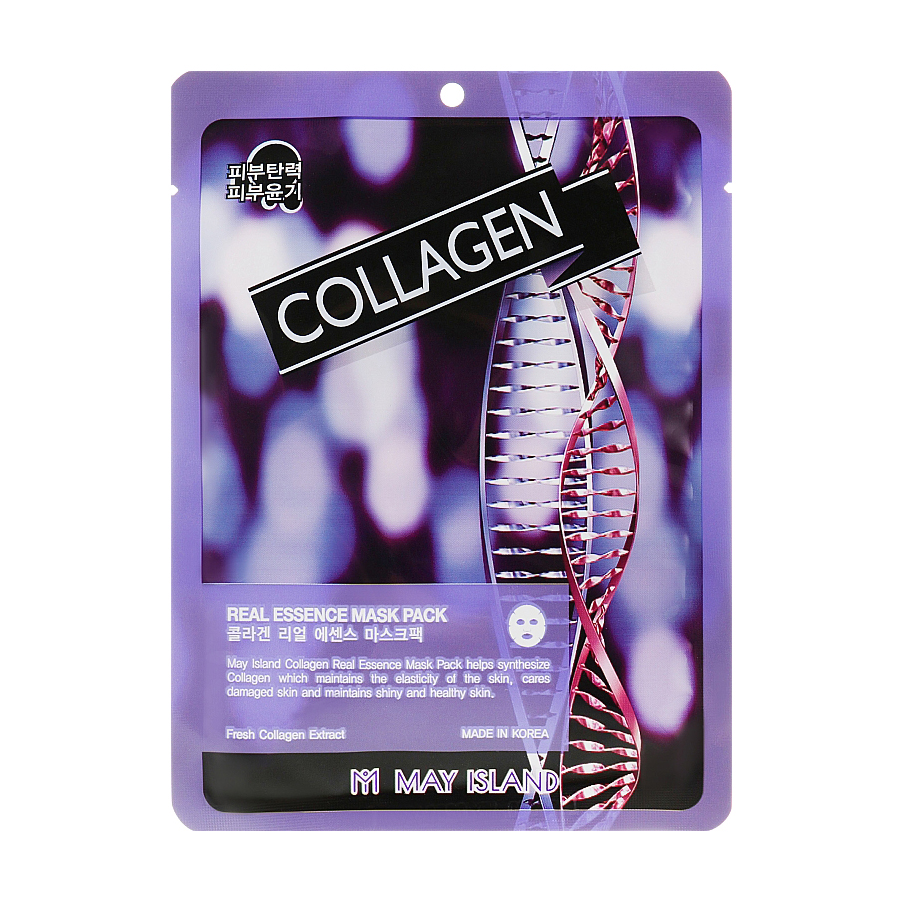 Тканинна маска для обличчя May Island Real Essence Collagen Mask Pack з колагеном, 25 мл