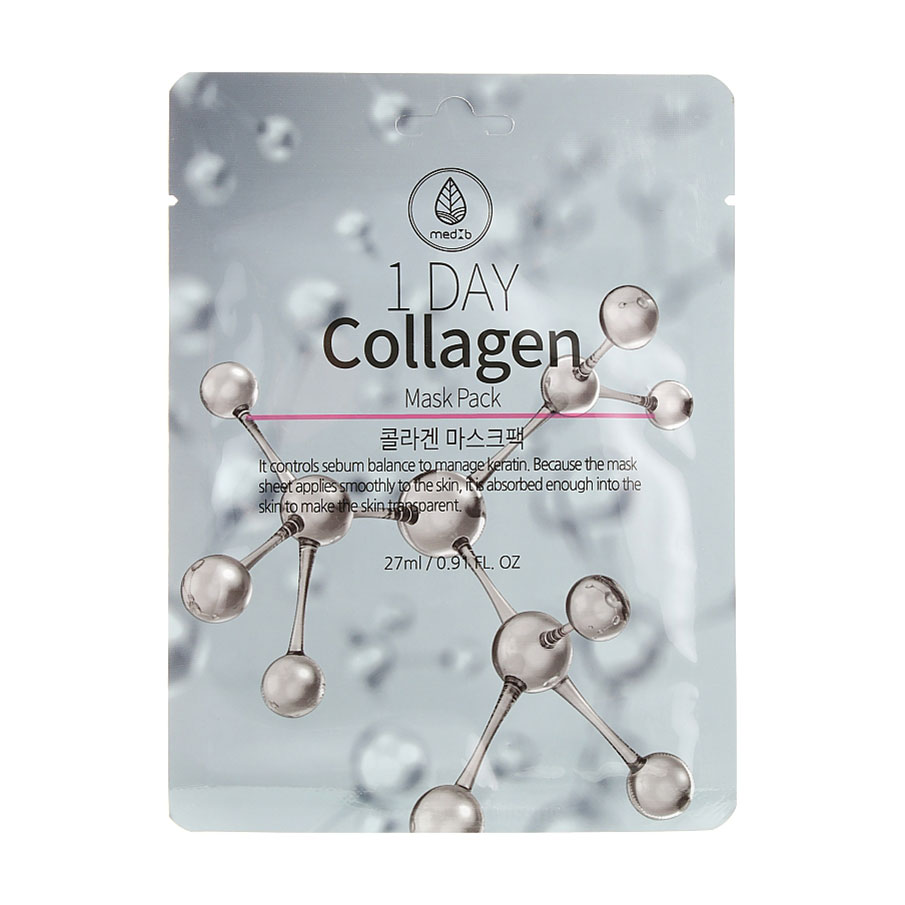 Тканинна маска для обличчя Med B 1 Day Collagen Mask з колагеном, 27 мл