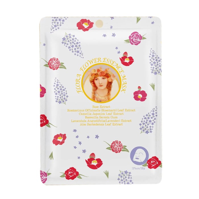 Тканинна маска для обличчя Mitomo 303 Flora Flower Essence Mask з трав'яними екстрактами, 25 г