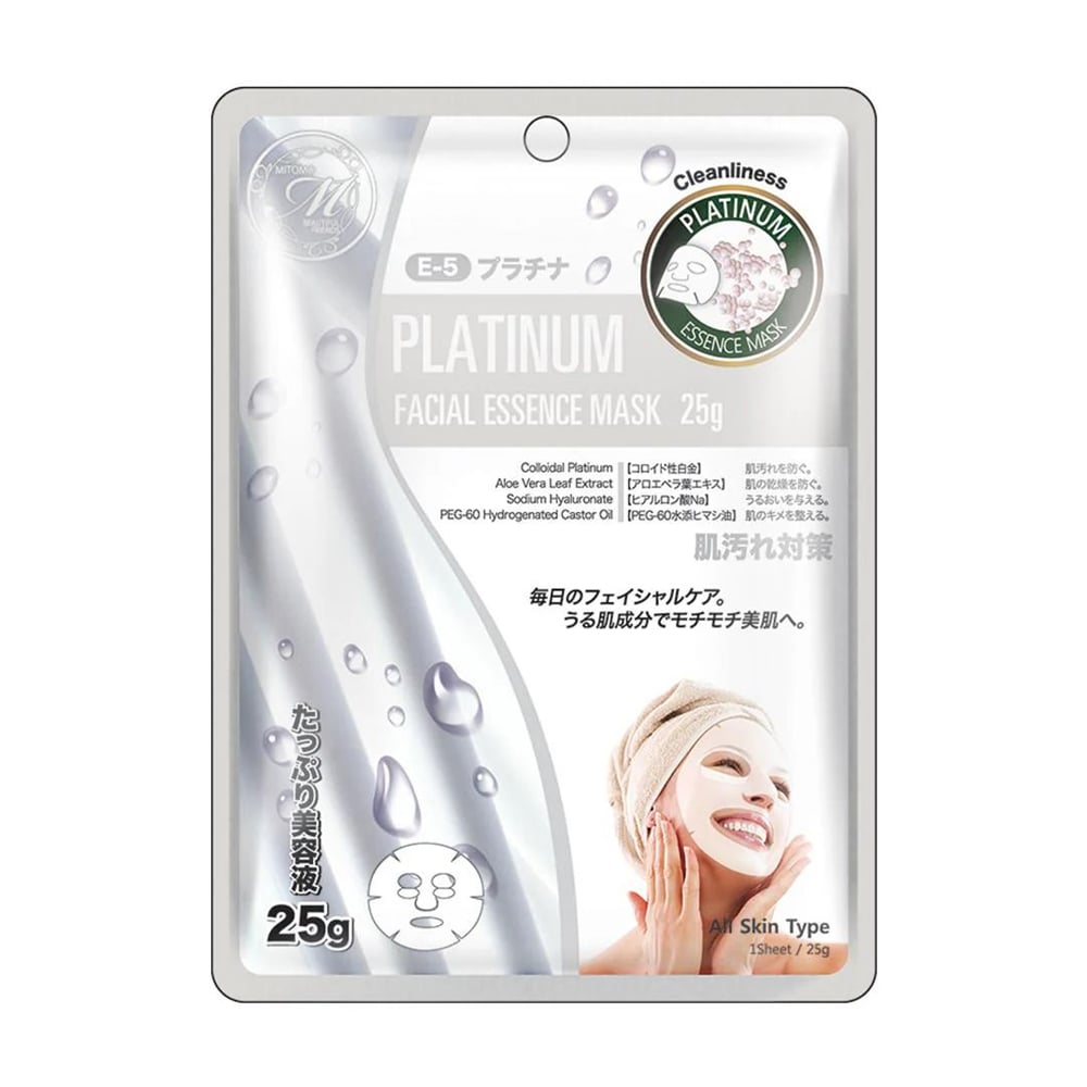 Тканинна маска для обличчя Mitomo 512 Platinum Facial Essence Mask з колоїдною платиною, 25 г