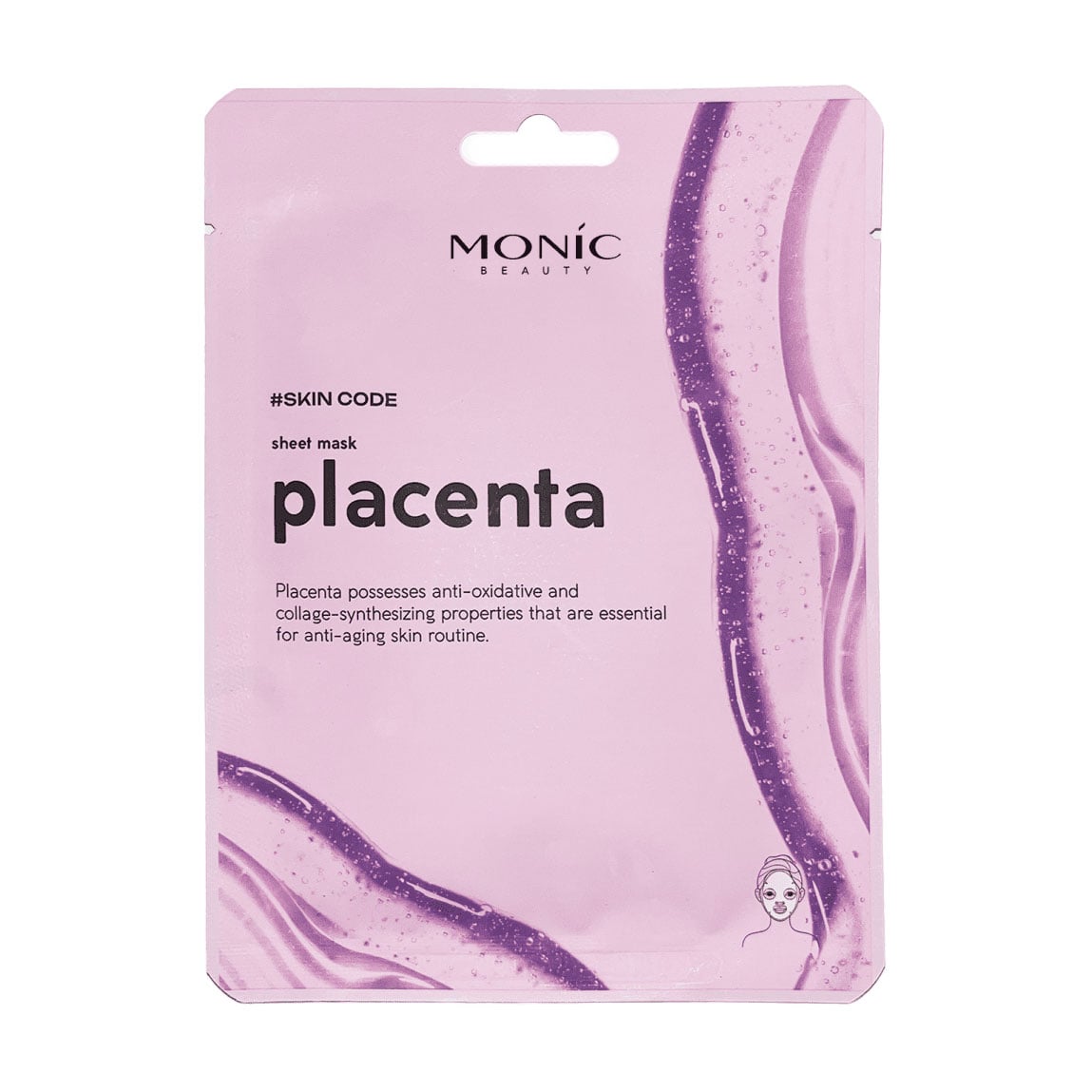 Тканинна маска для обличчя Monic Beauty Skin Code Placenta Sheet Mask з екстрактом фітоплаценти, 25 мл